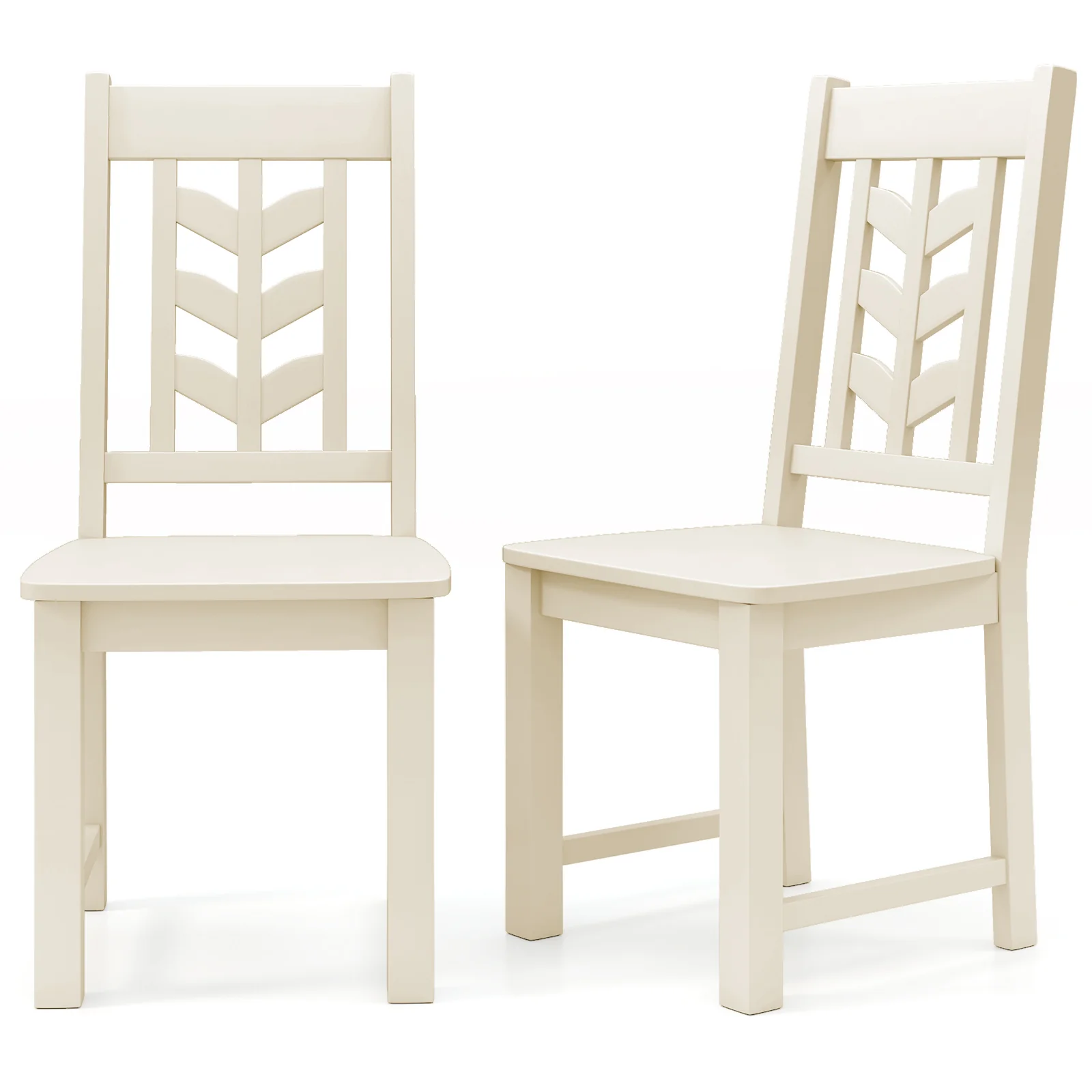 Kitchen Dining Chair Set, 2 Chairs, Rubber Wood Frame, Cream White - Image 4