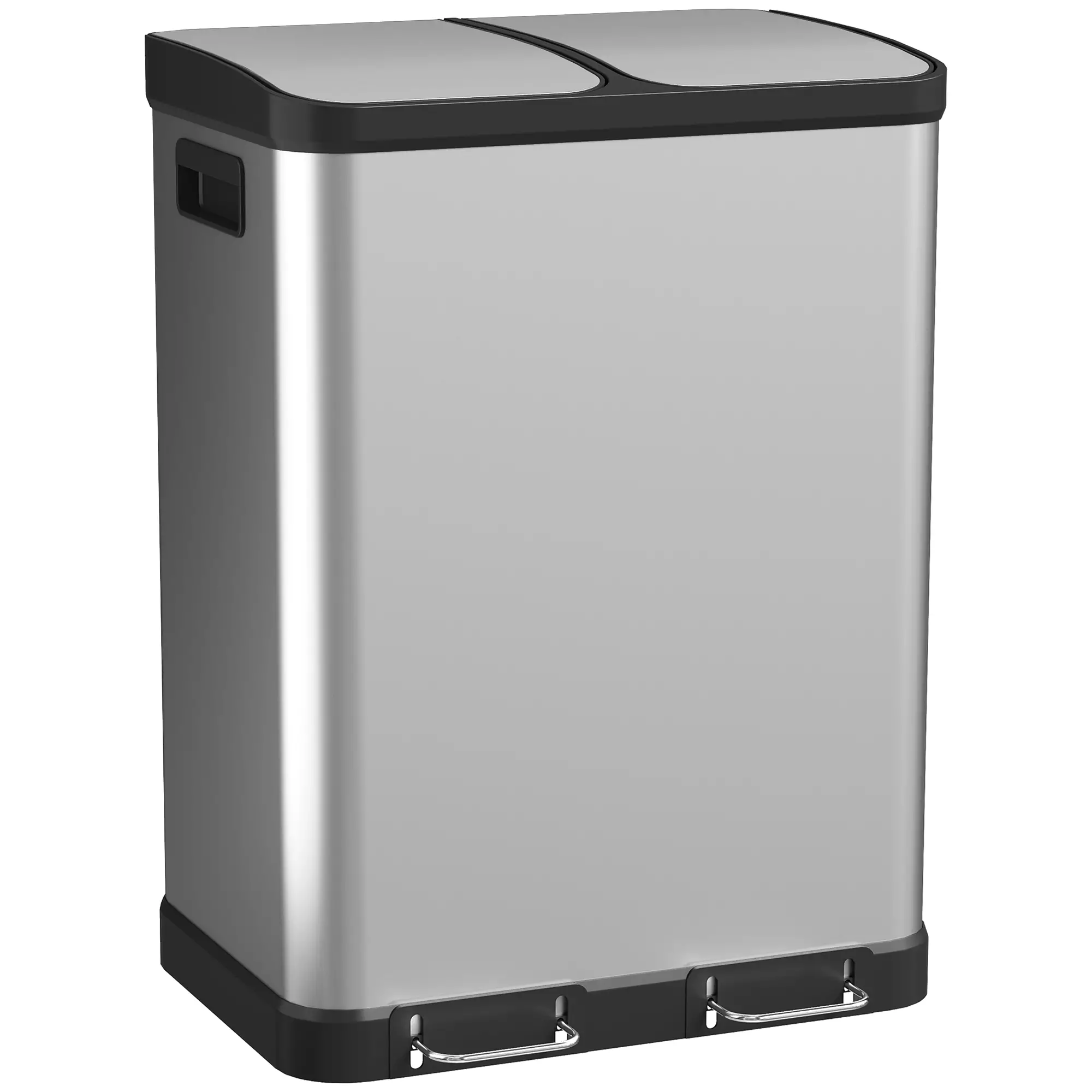 Kitchen Garbage Bin, 2 x 7.9 Gal, Soft-Close With Removable Buckets, Silver - Image 11