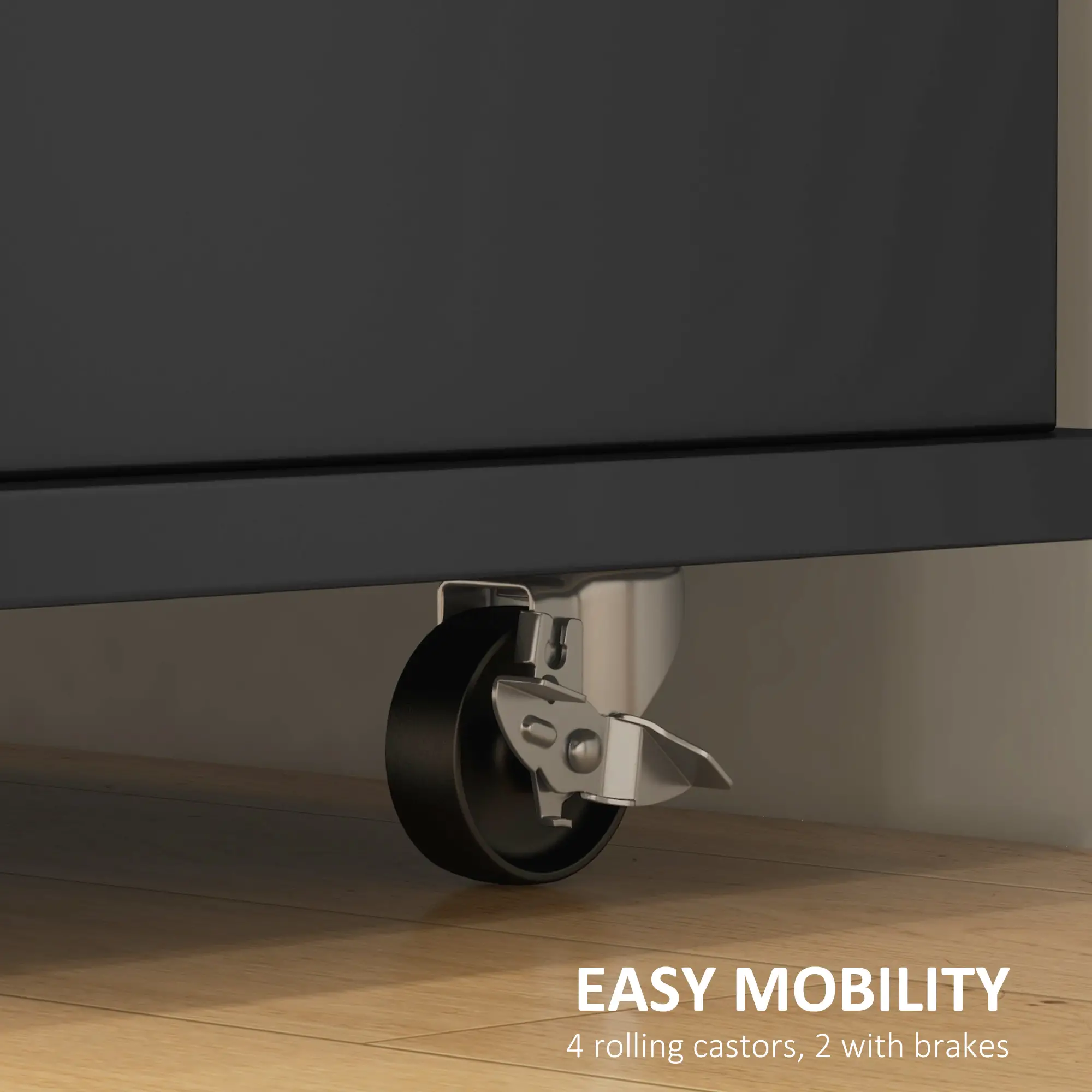 Kitchen Island on Wheels, Drop Leaf Cart with Drawers, Black - Image 7