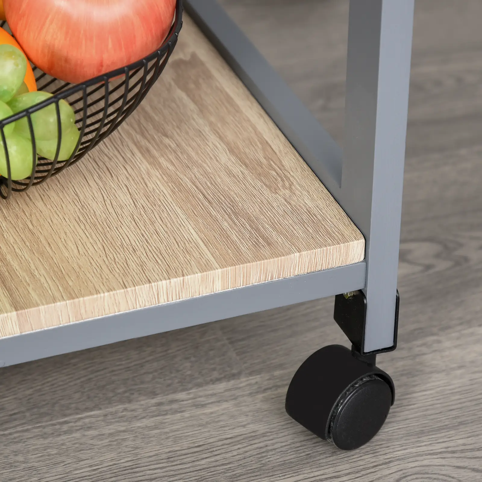 Kitchen Island Rolling Cart with Drawer, Grey - Image 11