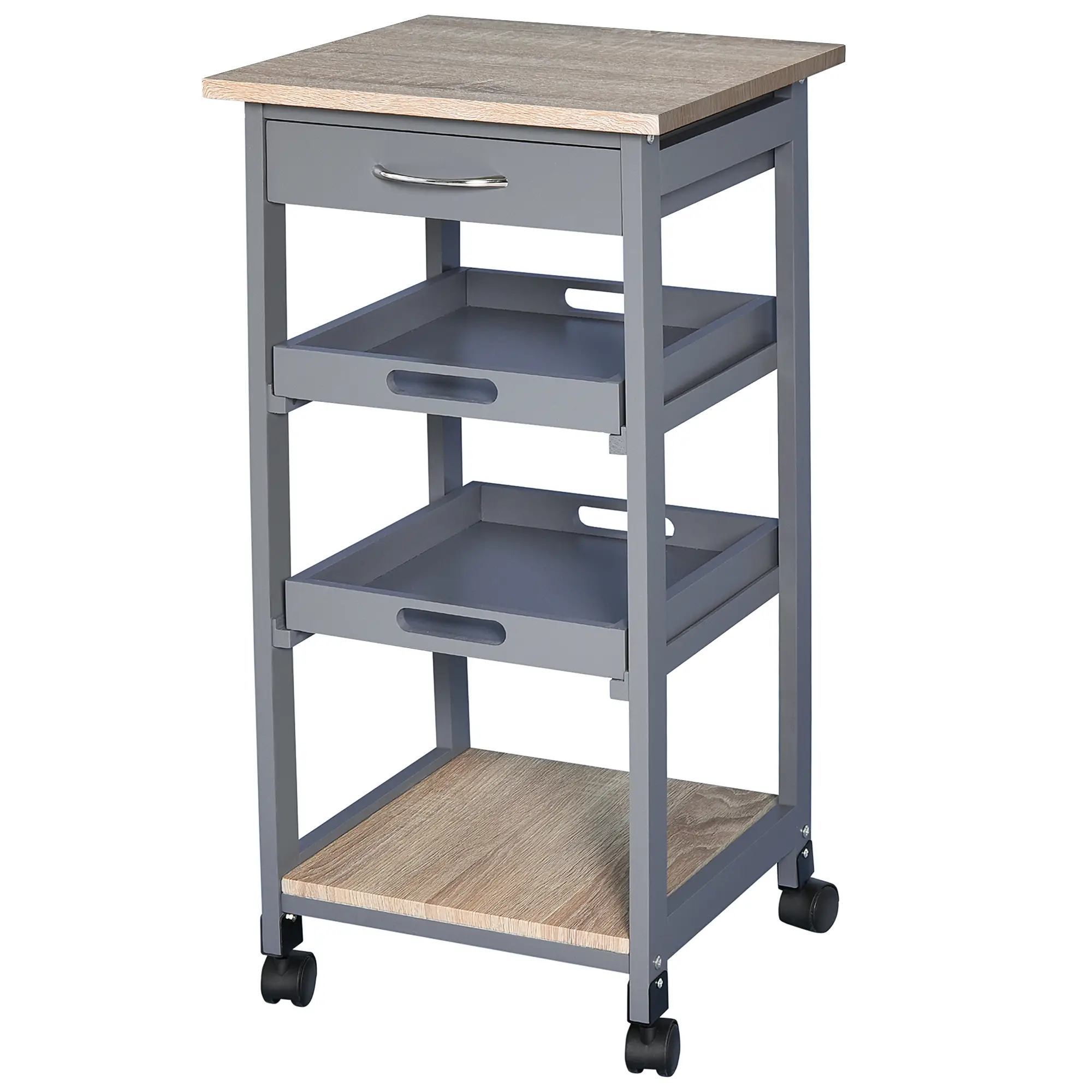 Kitchen Island Rolling Cart with Drawer, Grey - Image 13