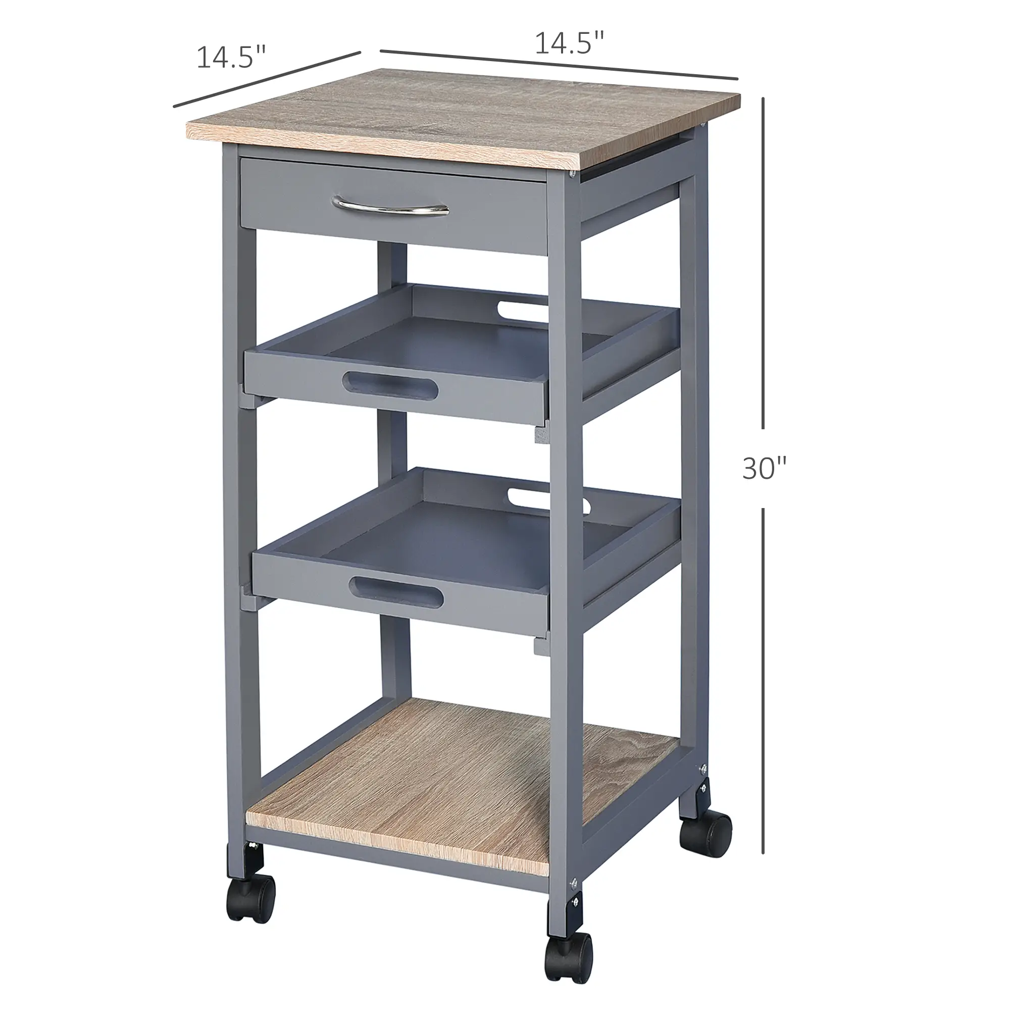 Kitchen Island Rolling Cart with Drawer, Grey - Image 3