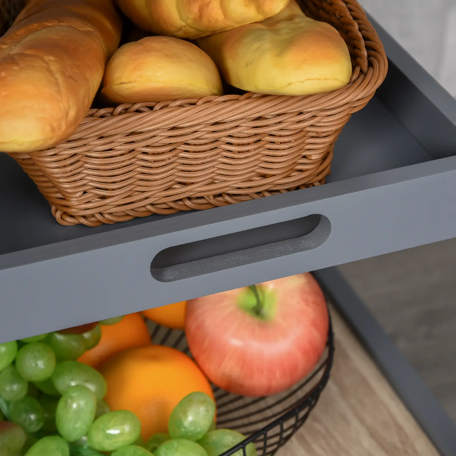 Kitchen Island Rolling Cart with Drawer, Grey - Image 7
