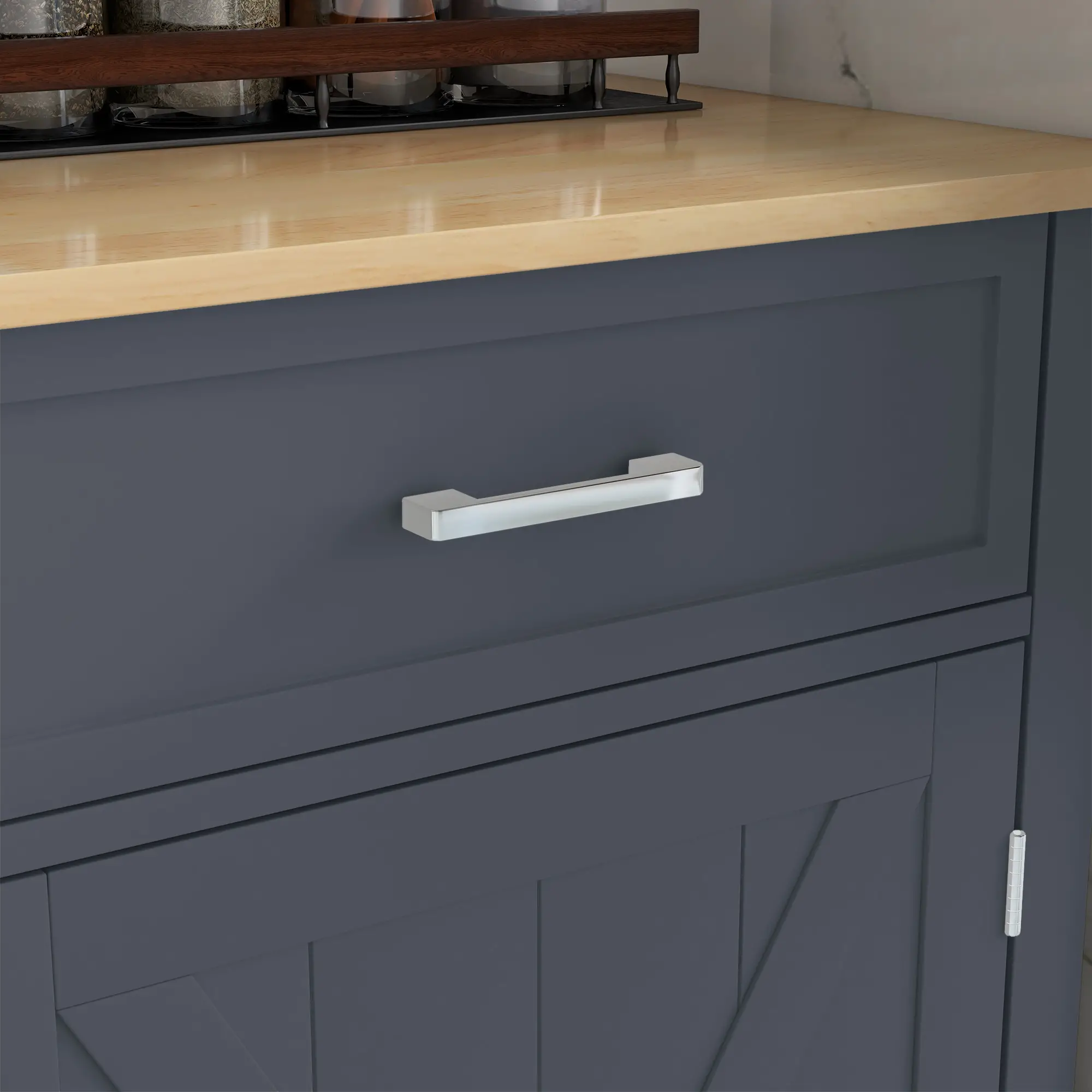 Kitchen Island with Drop Leaf, 2 Drawers, Adjustable Shelves, Dark Grey - Image 10
