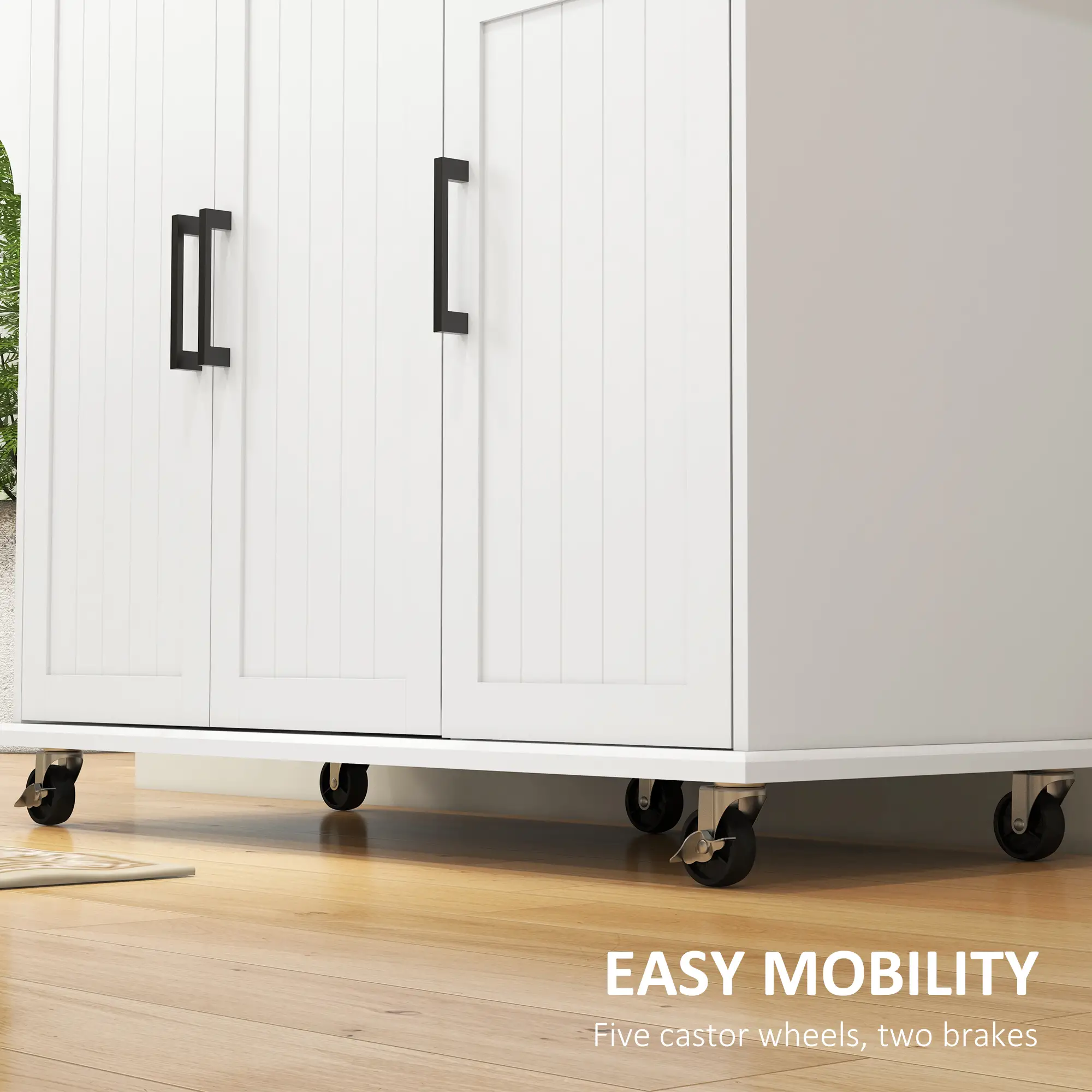 Kitchen Island with Storage, Drawer, 3 Cabinets, White - Image 5