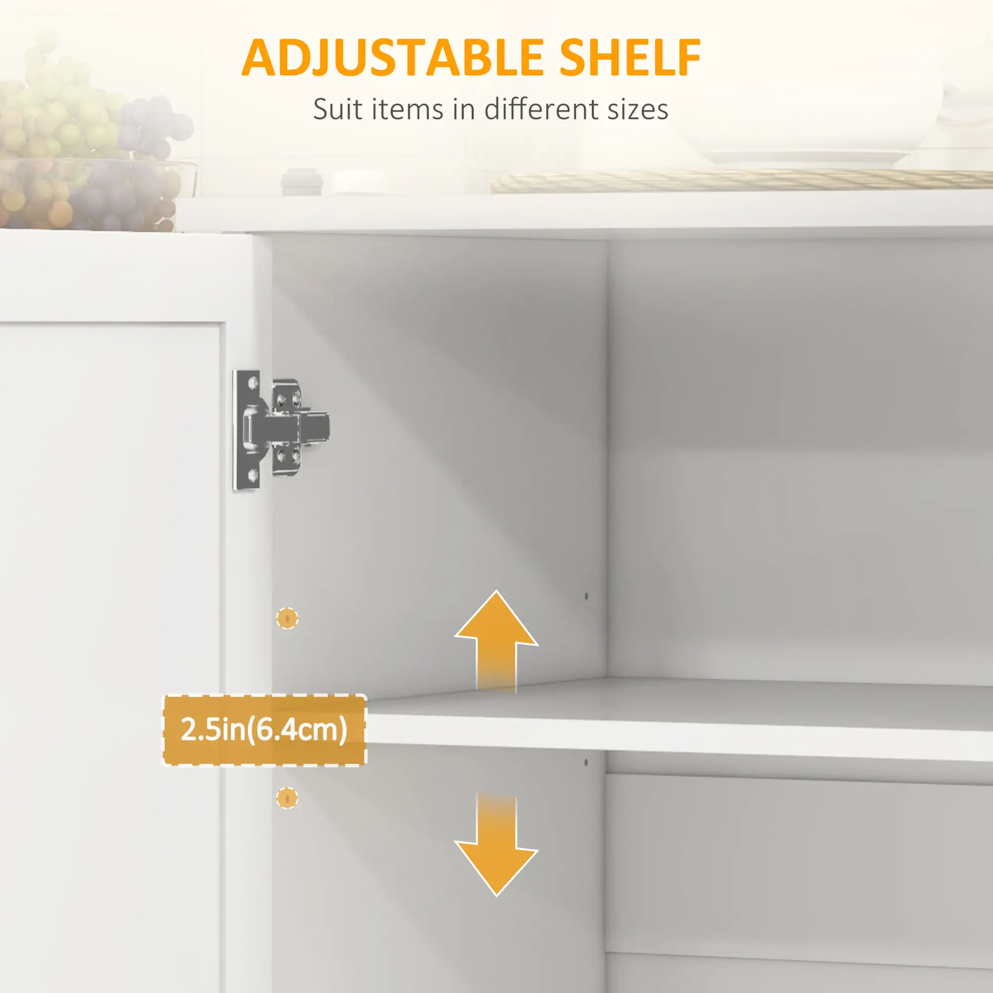 Kitchen Island with Storage, Drawer, 3 Cabinets, White - Image 7