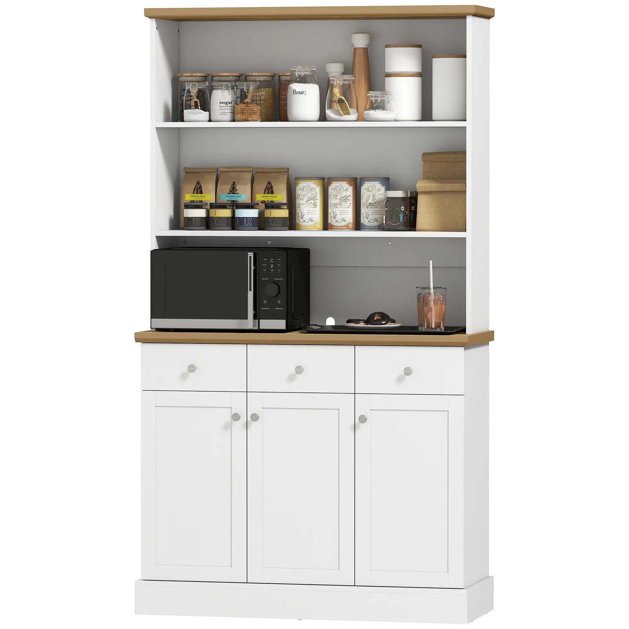 Kitchen Pantry Buffet Server Hutch, Storage Sideboard with Drawers, Cabinets