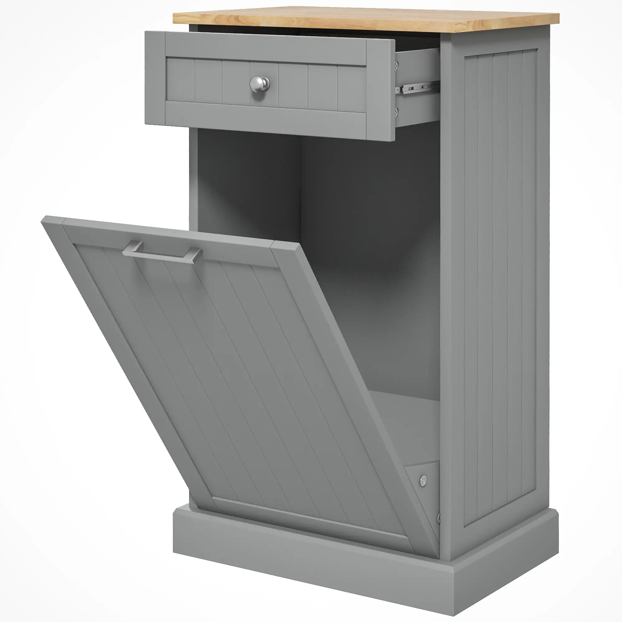 Kitchen Tilt Out Trash Bin Cabinet, Free Standing, Grey