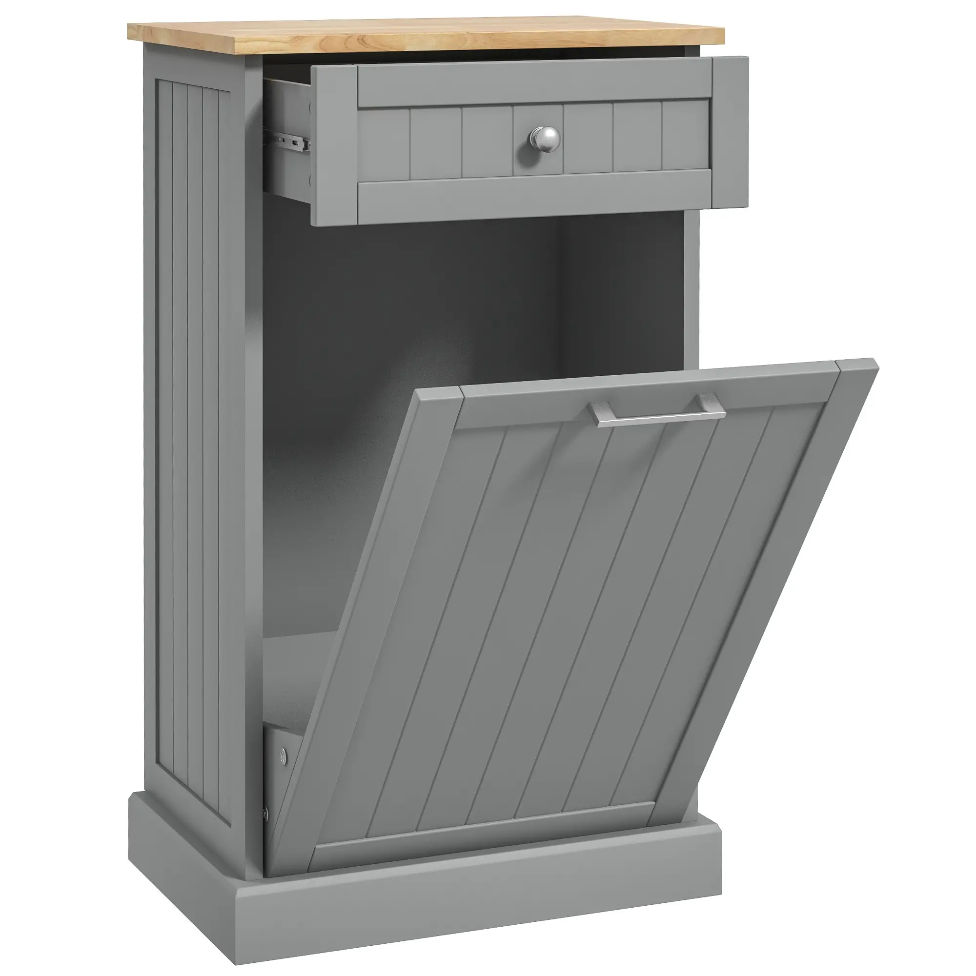 Kitchen Tilt Out Trash Bin Cabinet, Free Standing, Grey - Image 11