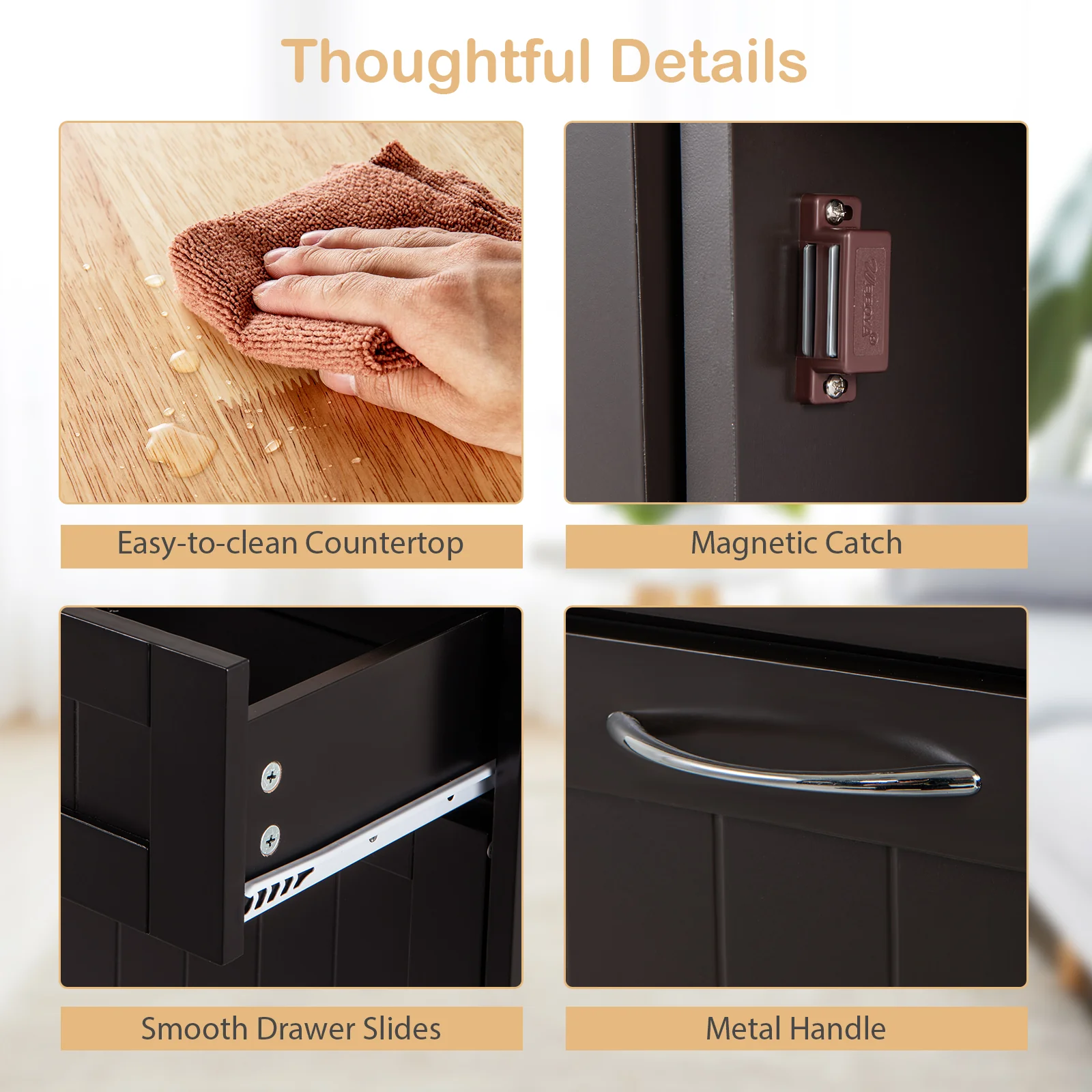 Kitchen Tilt Out Trash Cabinet, 2 Drawers, Adjustable Shelf, Brown - Image 9