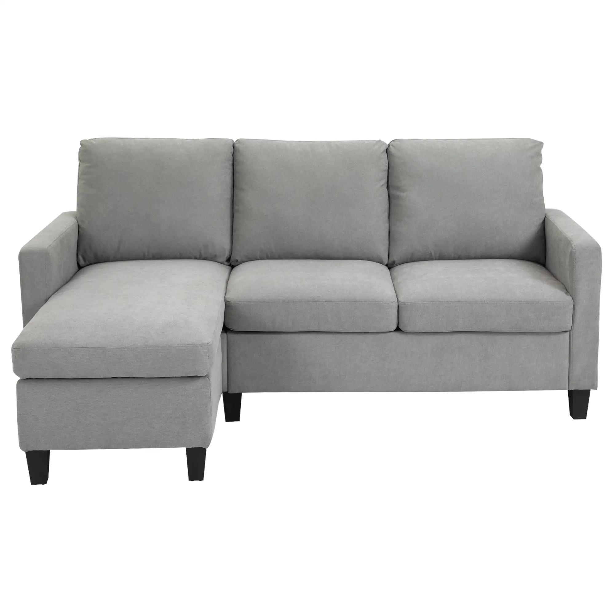 L-Shape Sectional Sofa with Ottoman, Modern Living Room Couch, Light Grey - Image 11