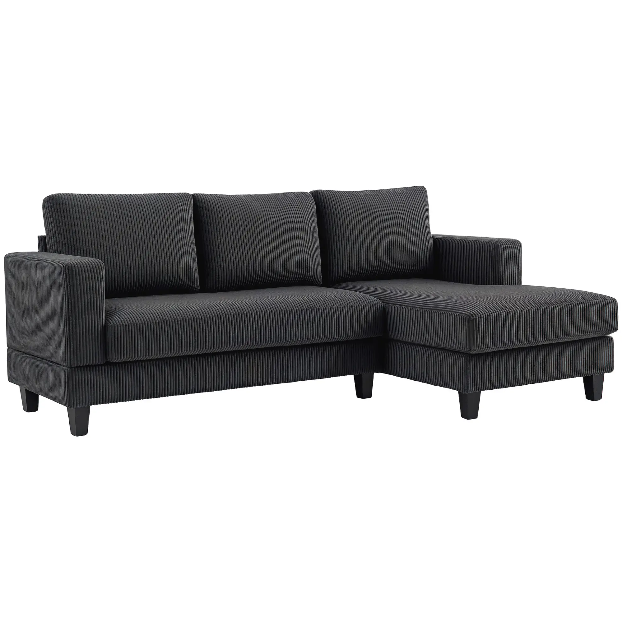 L Shaped Couch with Chaise Lounge, Spring Cushion, Grey