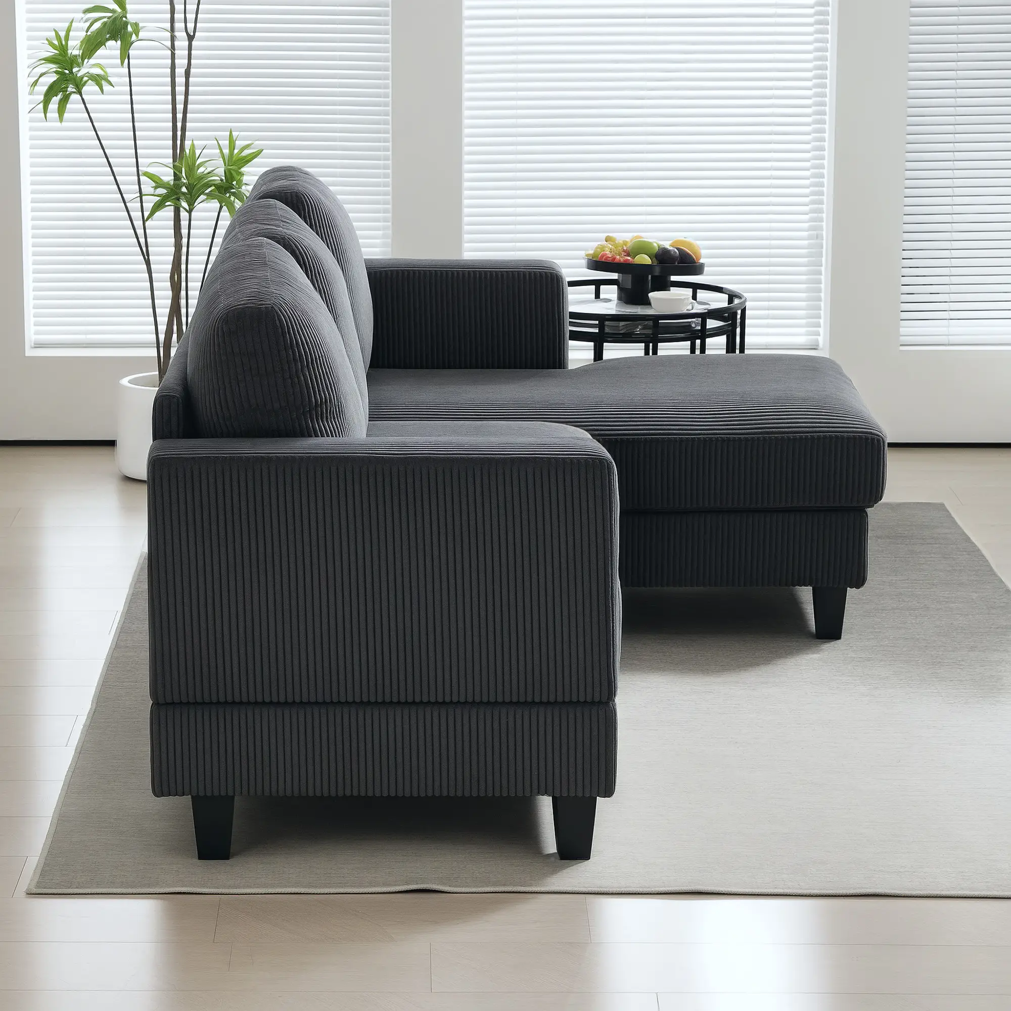 L Shaped Couch with Chaise Lounge, Spring Cushion, Grey - Image 10