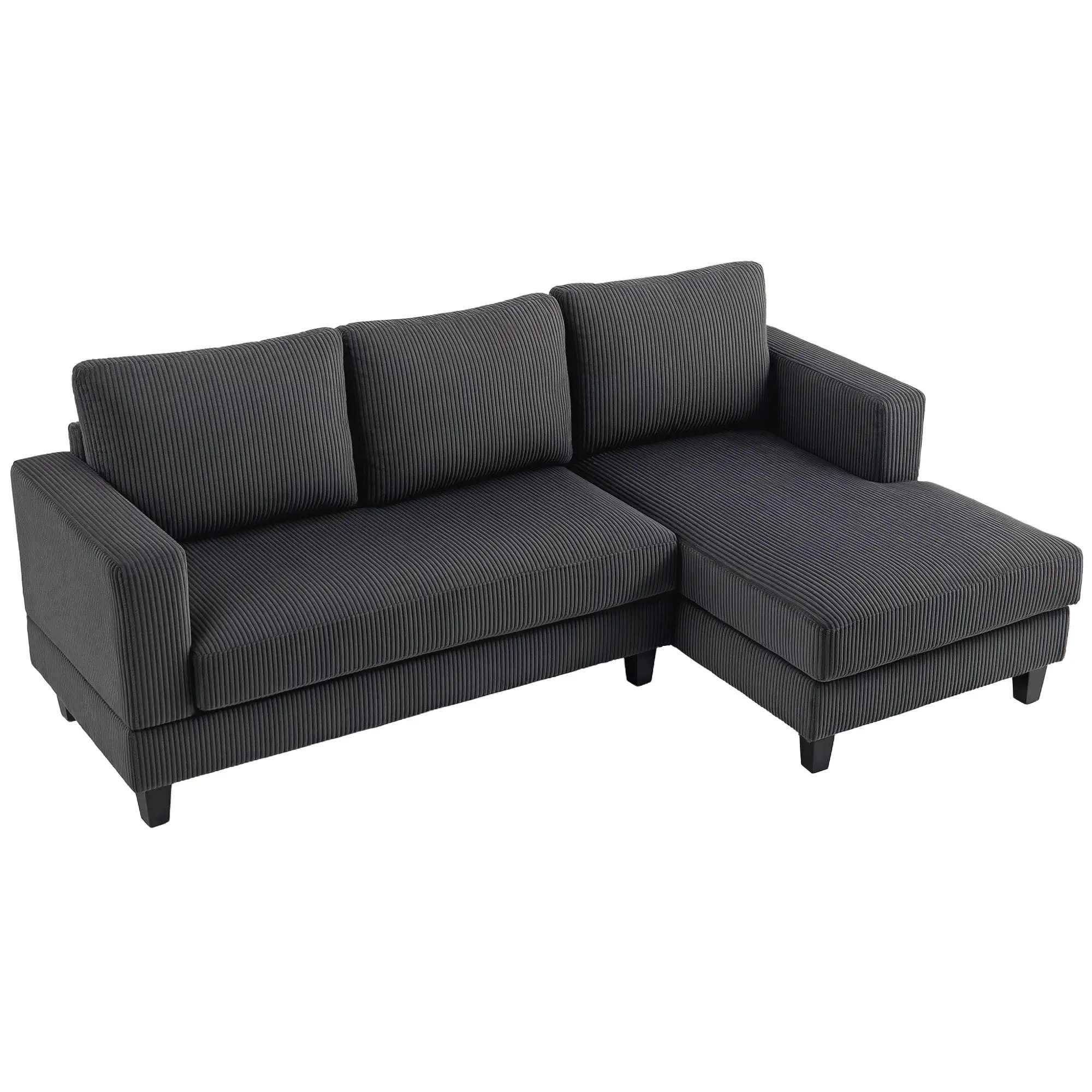 L Shaped Couch with Chaise Lounge, Spring Cushion, Grey - Image 11
