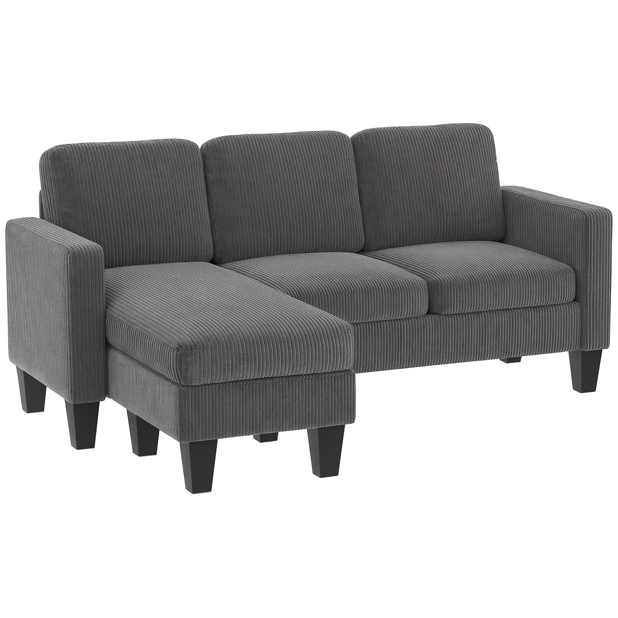L Shaped Sectional Sofa, With Changeable Chaise Ottoman, Dark Grey - Image 11