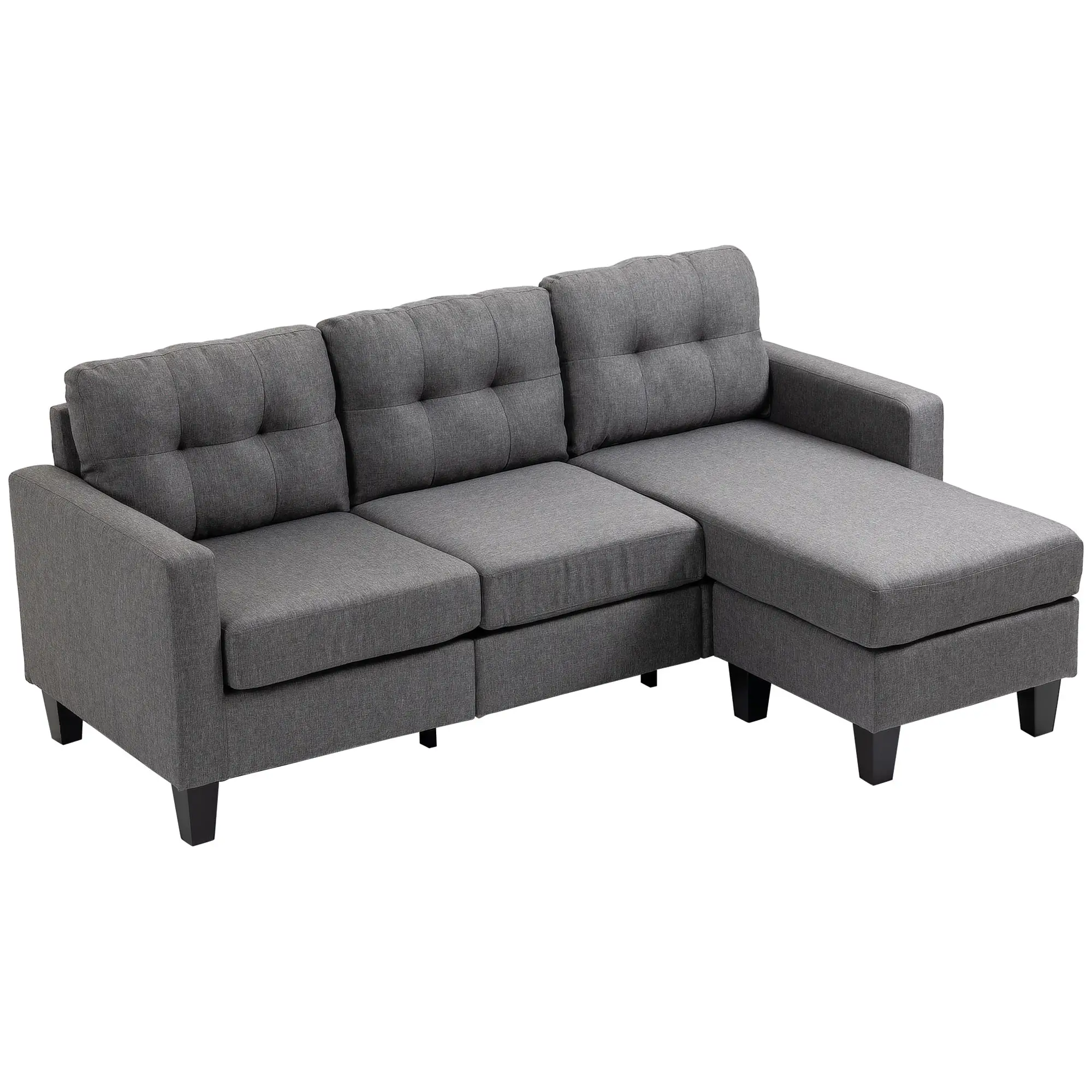 L-Shaped Sofa, 3 Seater with Ottoman, Dark Grey - Image 11