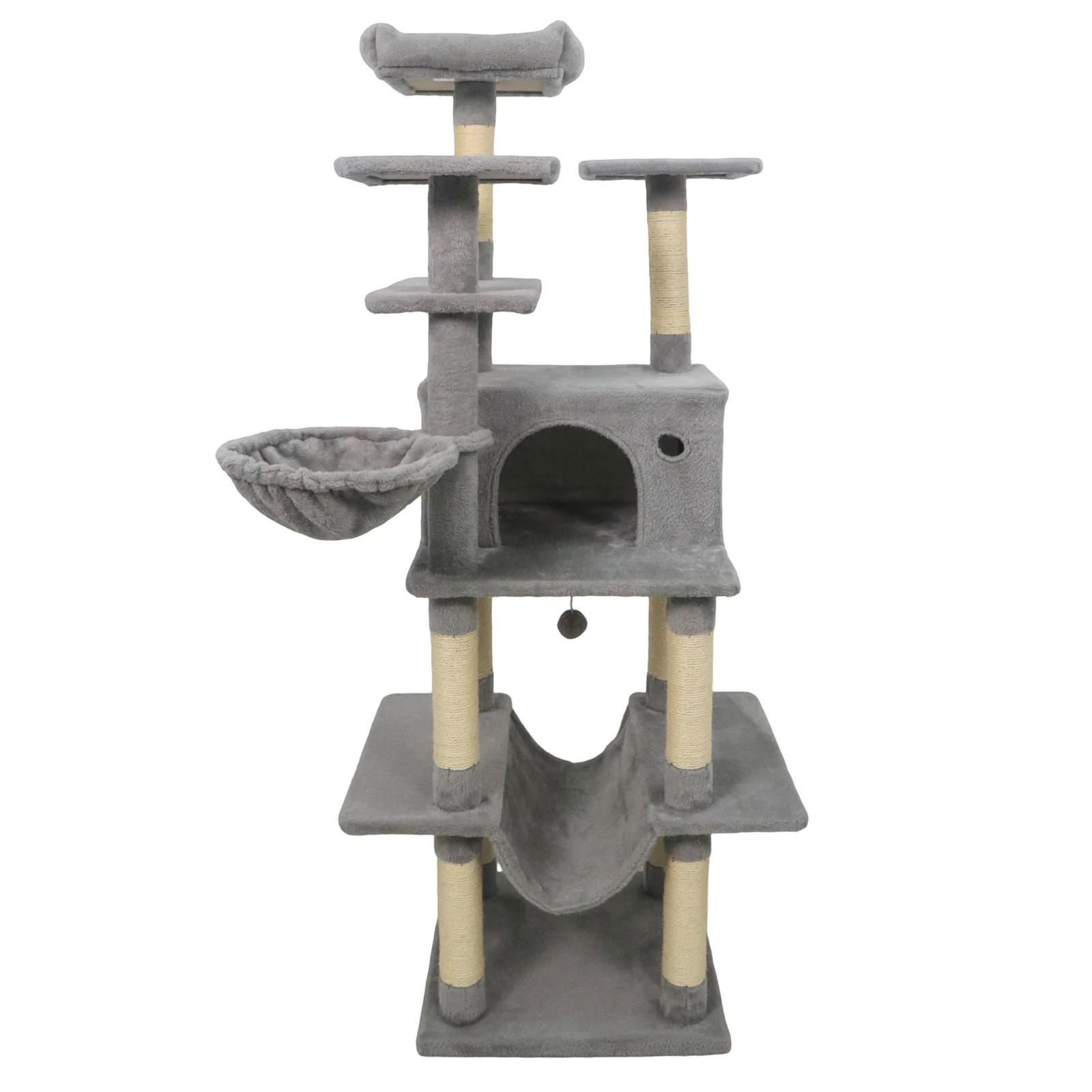 Large Cat Tree for Indoor Cats 63" Tall Cat Tower-Lght Gray, Light Gray - Image 4