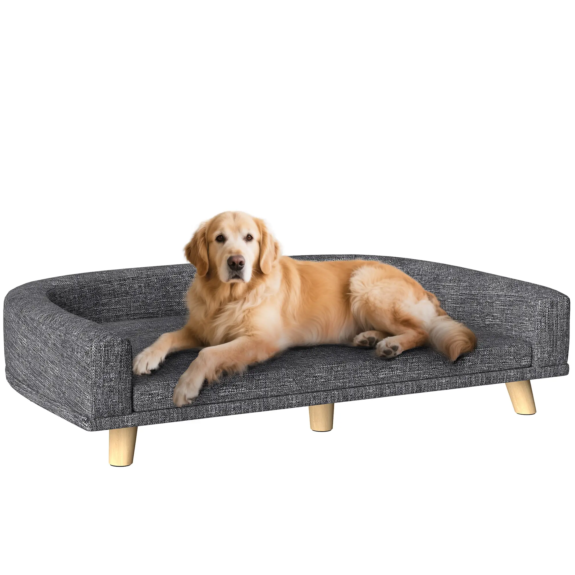 Large Dog Sofa with Washable Cover, Anti-Slip Pads, Dark Grey - Image 11