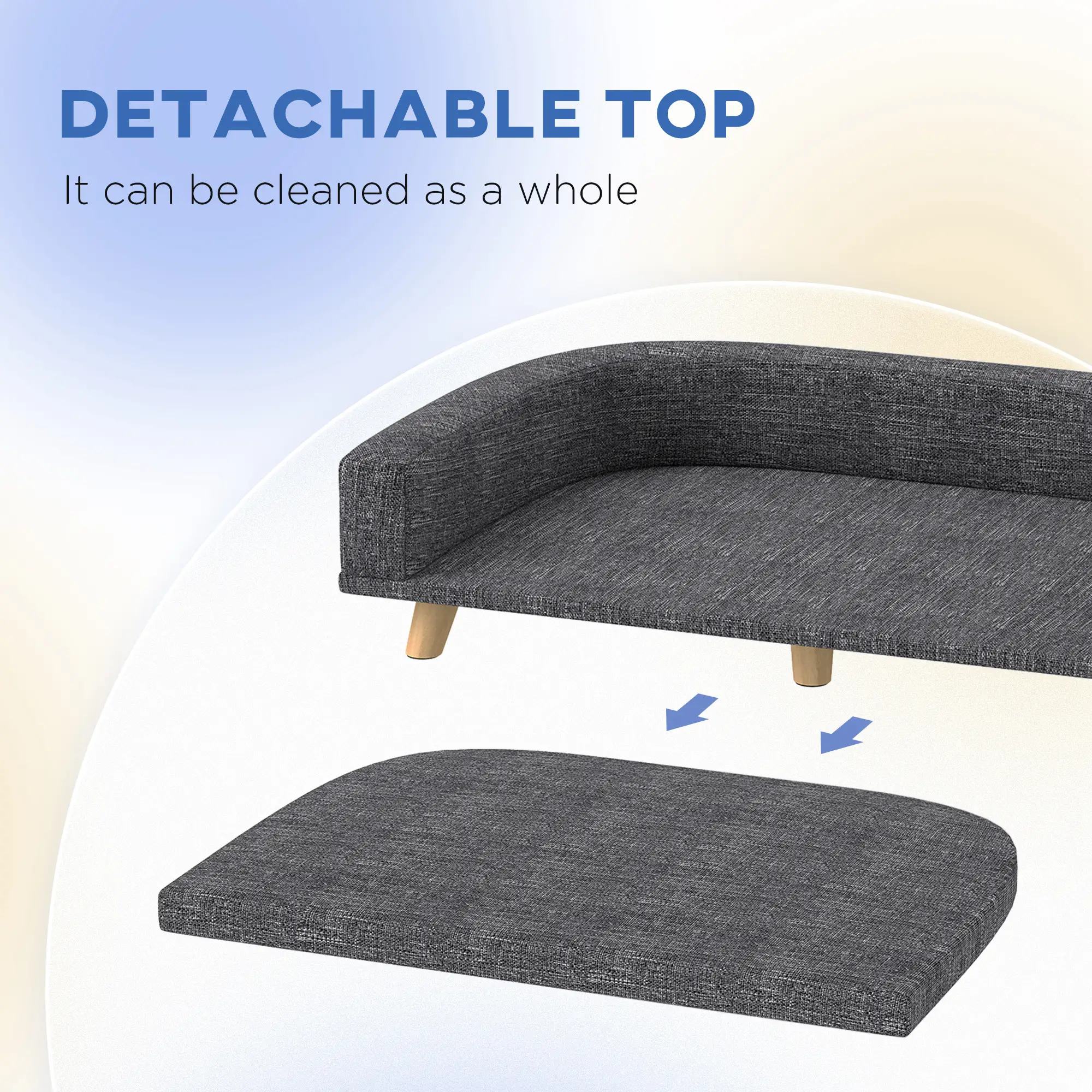 Large Dog Sofa with Washable Cover, Anti-Slip Pads, Dark Grey - Image 5