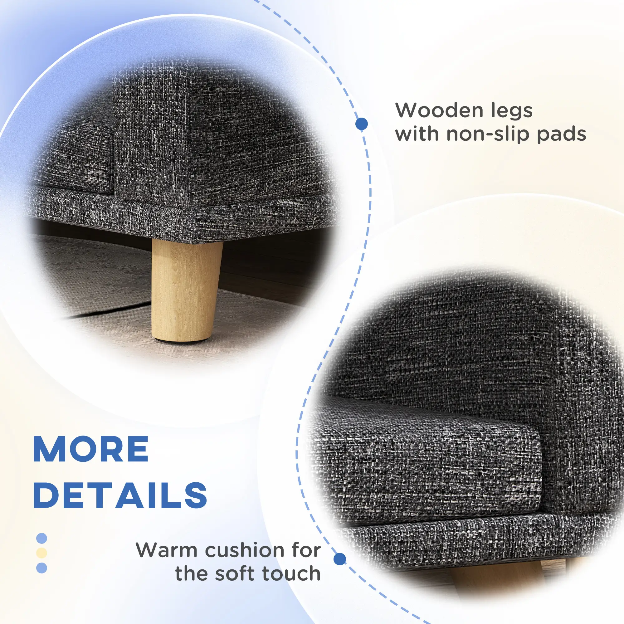 Large Dog Sofa with Washable Cover, Anti-Slip Pads, Dark Grey - Image 6