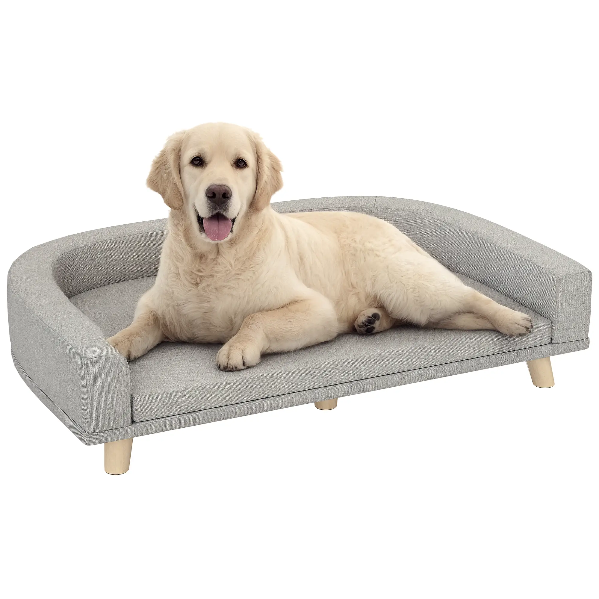 Large Dog Sofa with Washable Cover, Anti-Slip Pads, Grey - Image 11