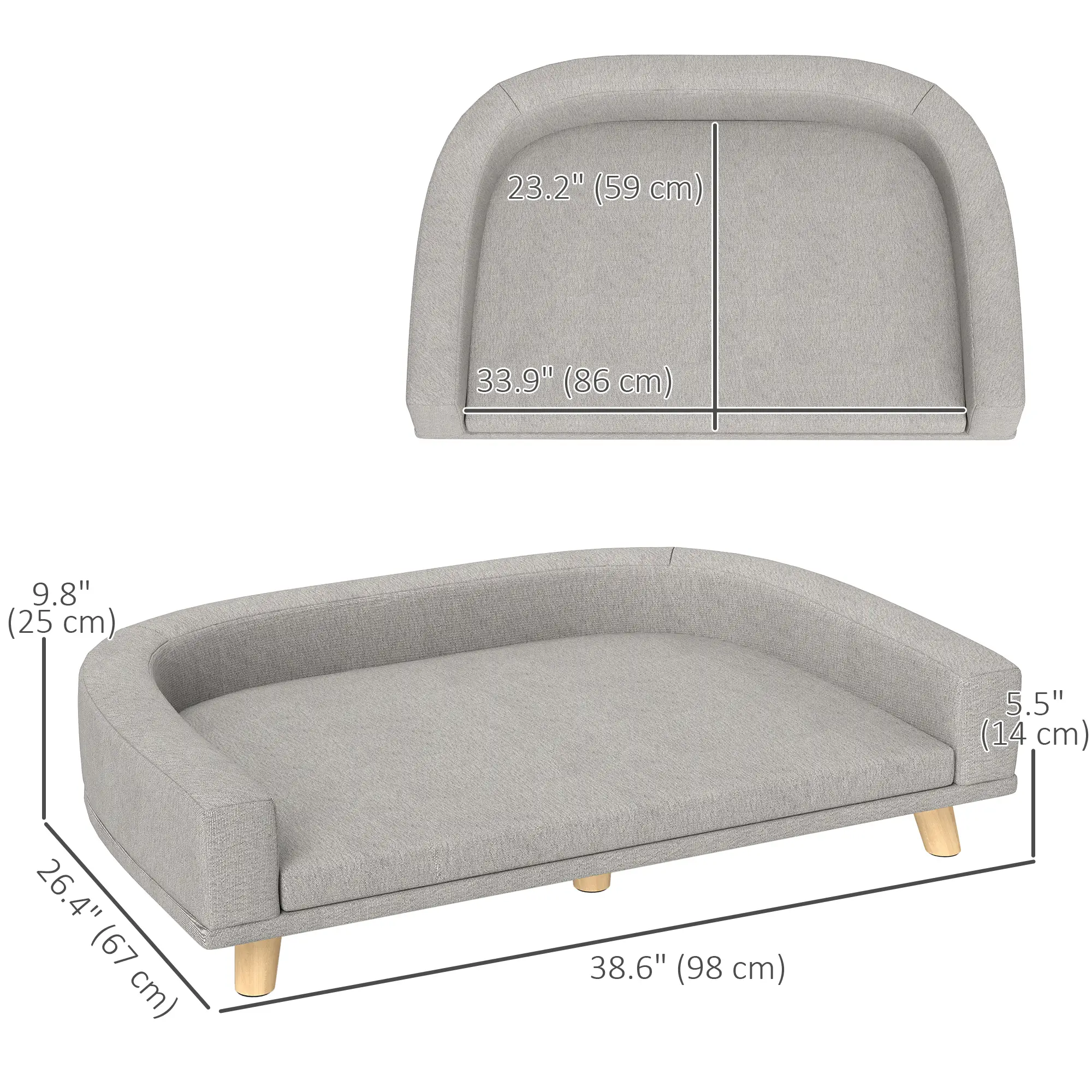 Large Dog Sofa with Washable Cover, Anti-Slip Pads, Grey - Image 3