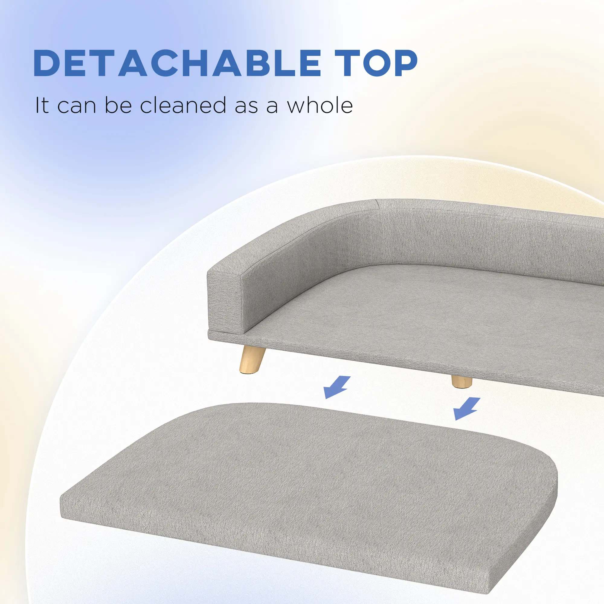Large Dog Sofa with Washable Cover, Anti-Slip Pads, Grey - Image 5