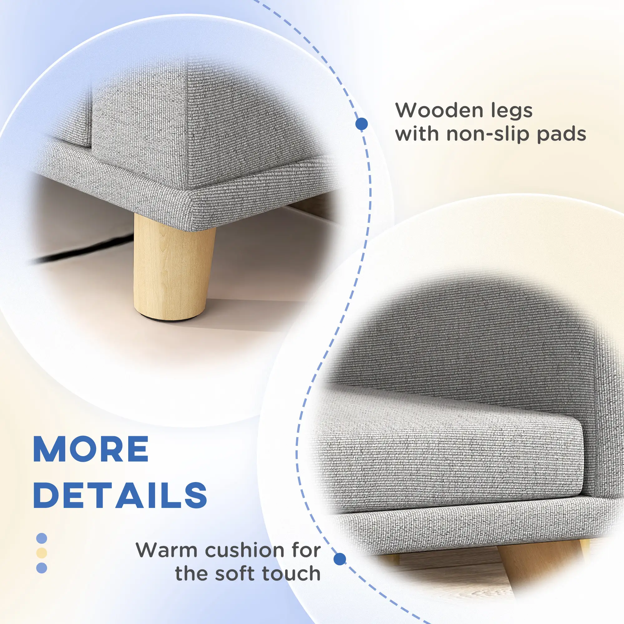 Large Dog Sofa with Washable Cover, Anti-Slip Pads, Grey - Image 6