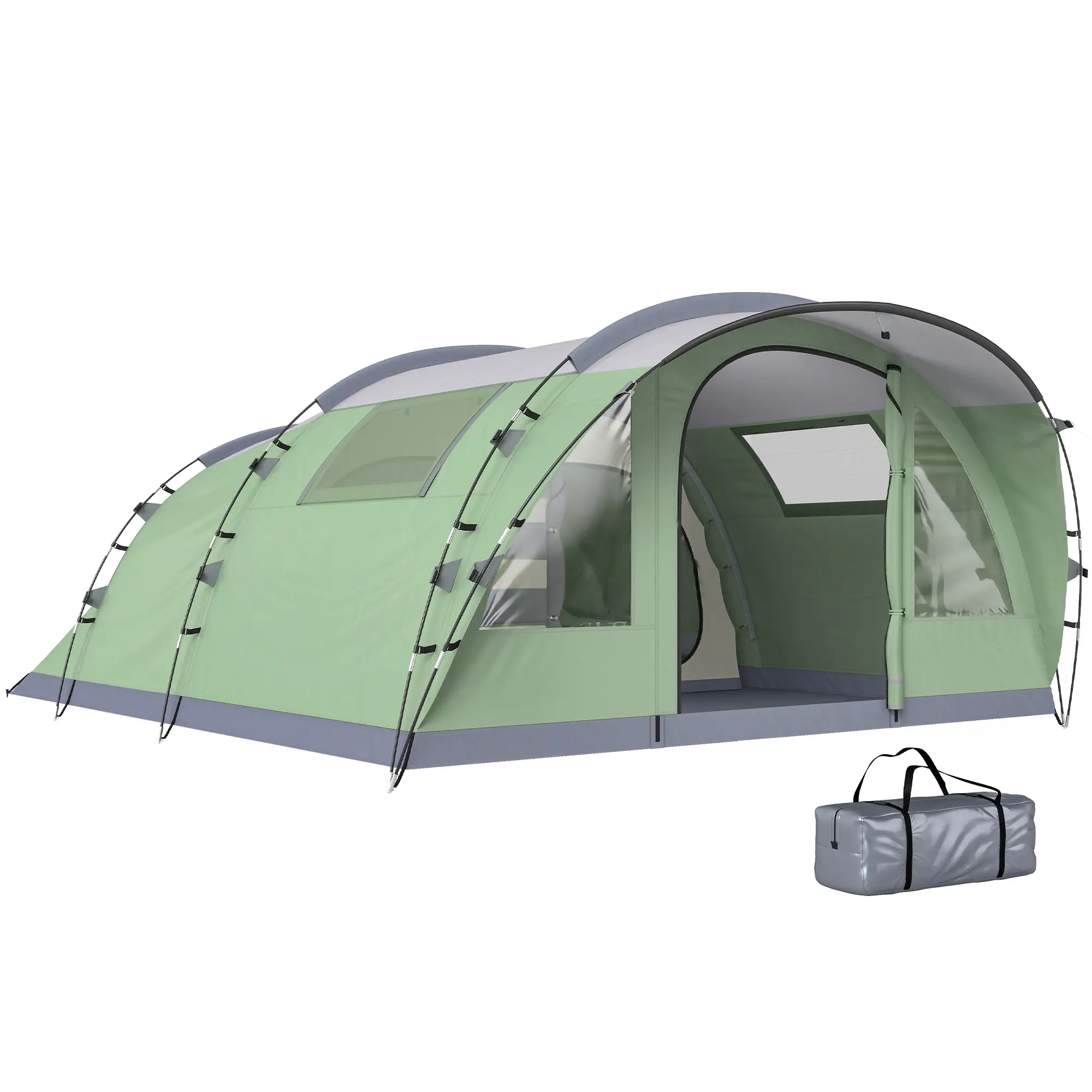 Large Family Tent, 2-4 Person, 4 Windows, Porch, Light Green - Image 11