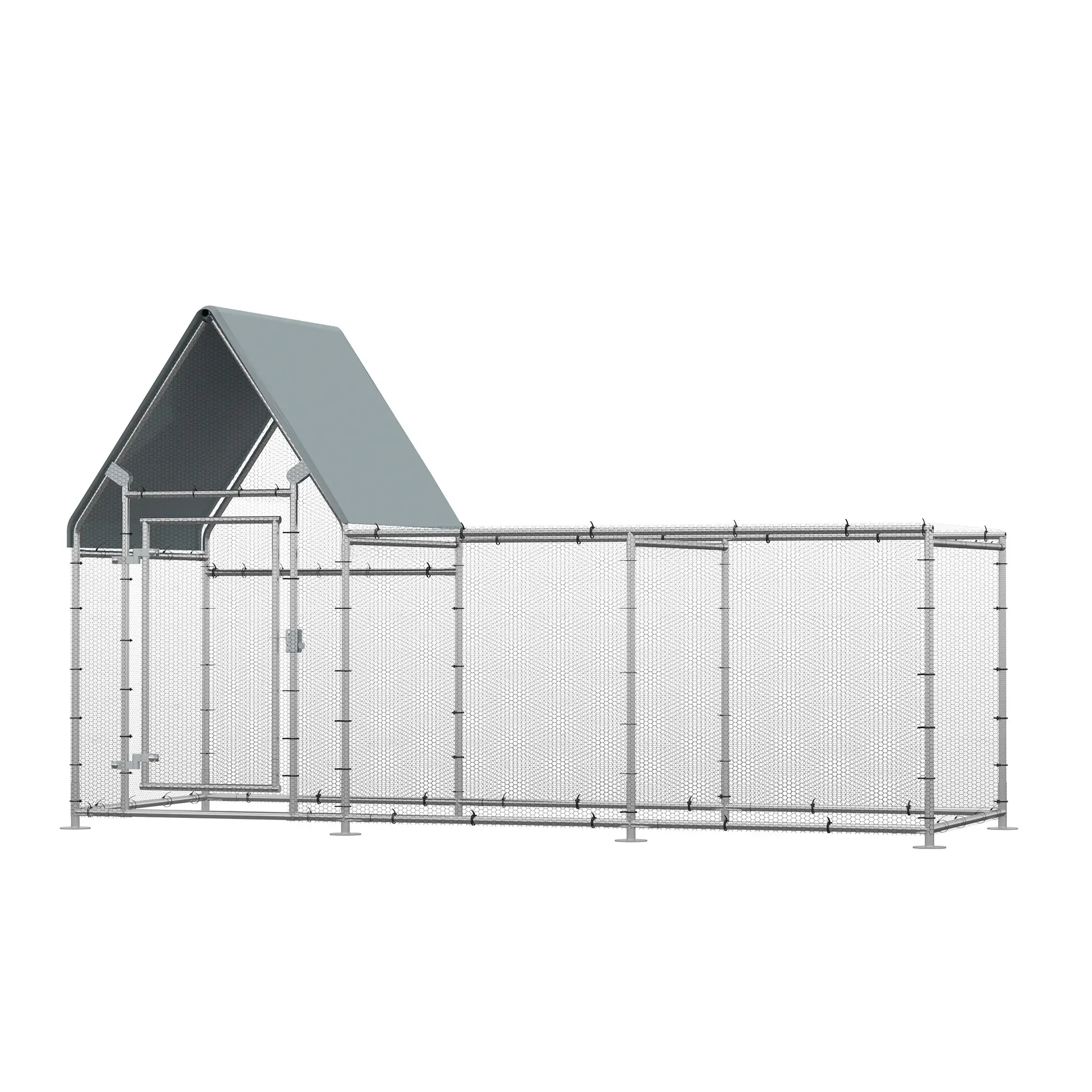 Large Galvanized Chicken Coop, Rabbit Hutch, Water-Resist Cover, 119" x 42" x 68" - Image 11