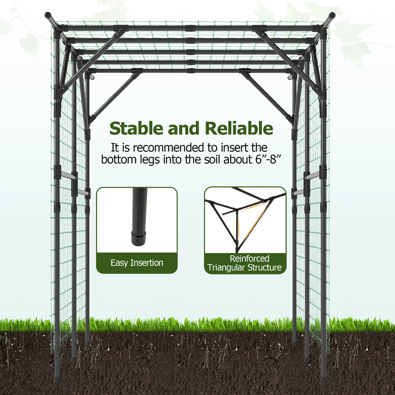 Large Garden Arch Trellis for Climbing Plants Outdoor Grape Vine Support, Black - Image 10