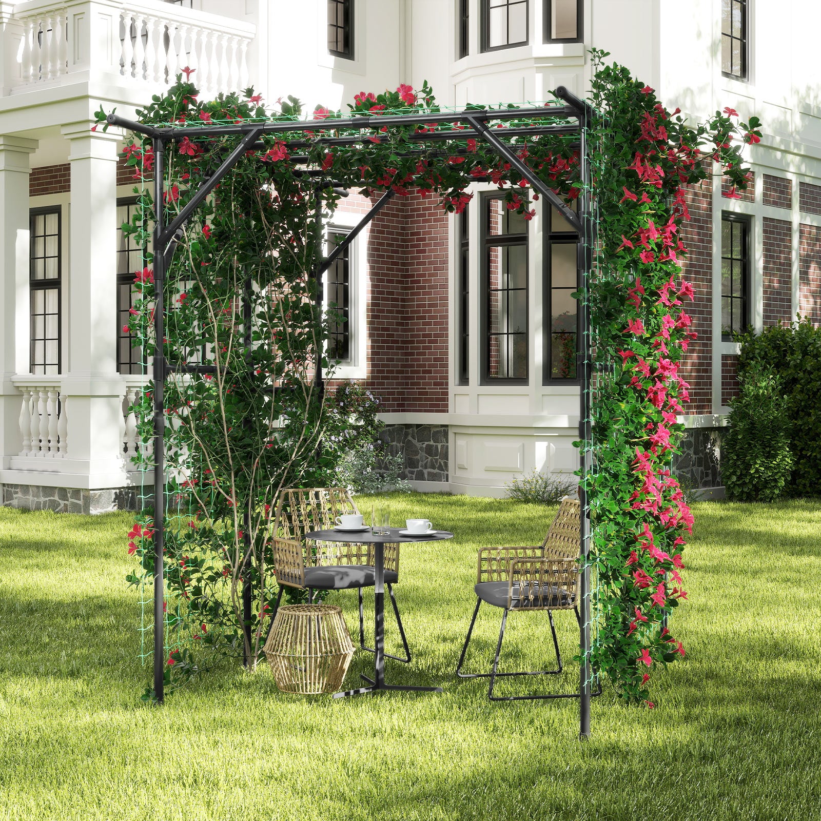 Large Garden Arch Trellis for Climbing Plants Outdoor Grape Vine Support, Black - Image 8