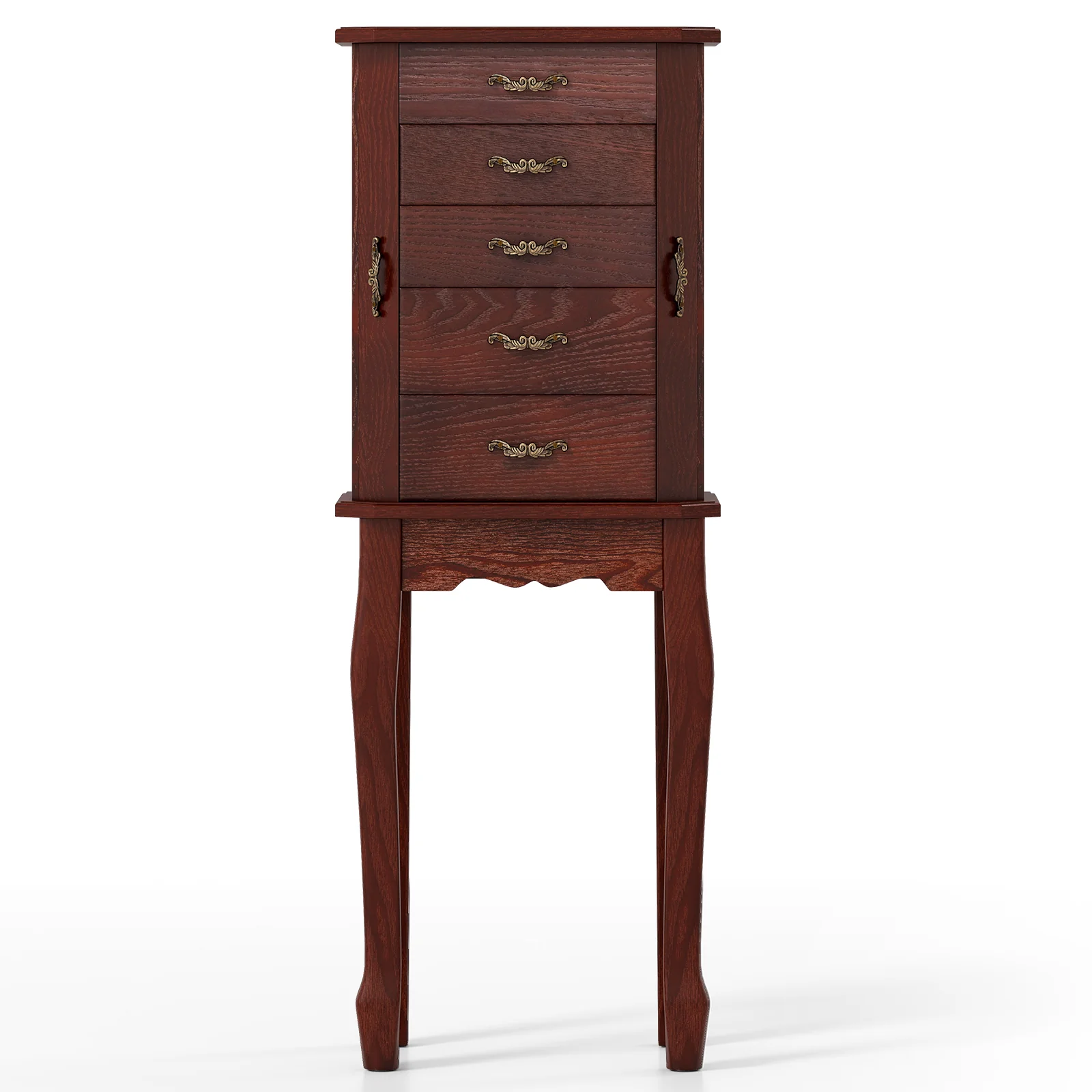 Large Jewelry Cabinet, 5 Drawers, Brown - Image 5