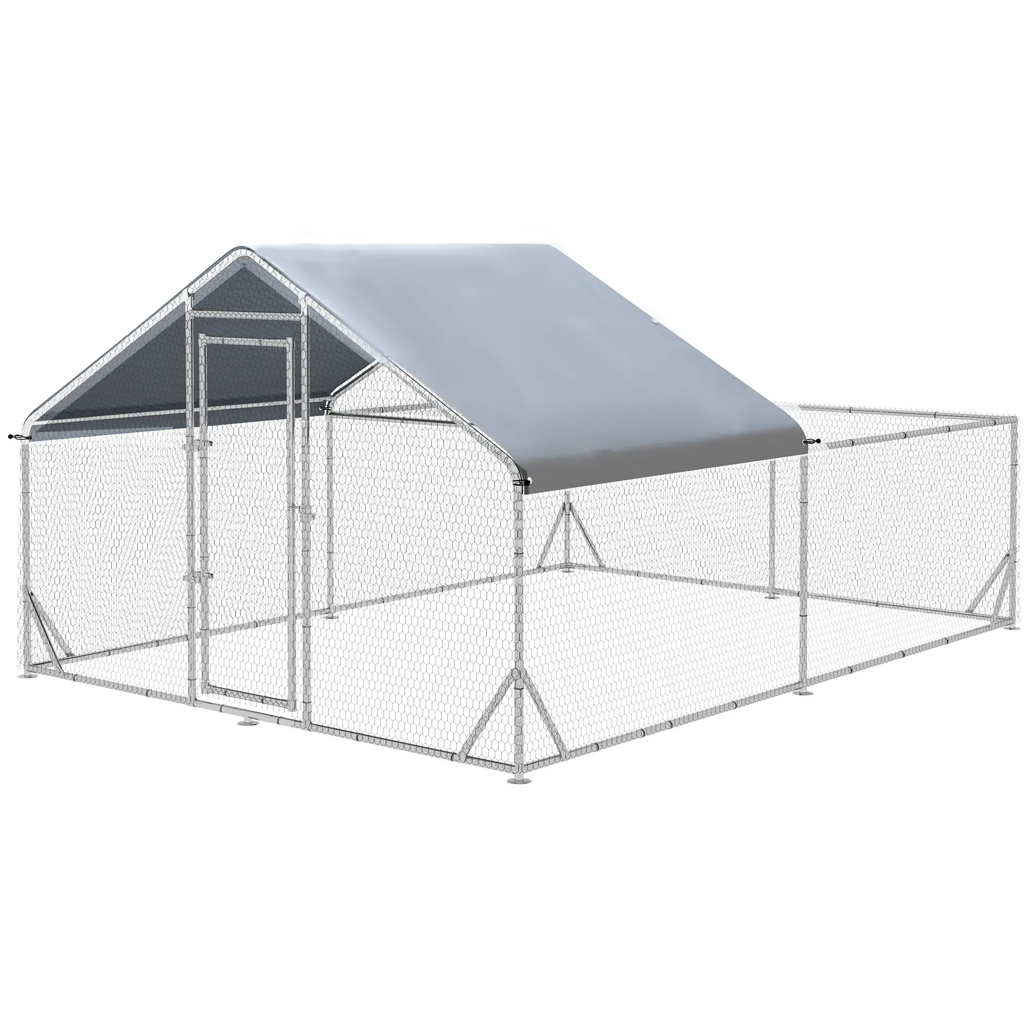 Large Metal Chicken Coop, Walk-in Poultry Cage, 13.1' x 9.8' x 6.4' - Image 11