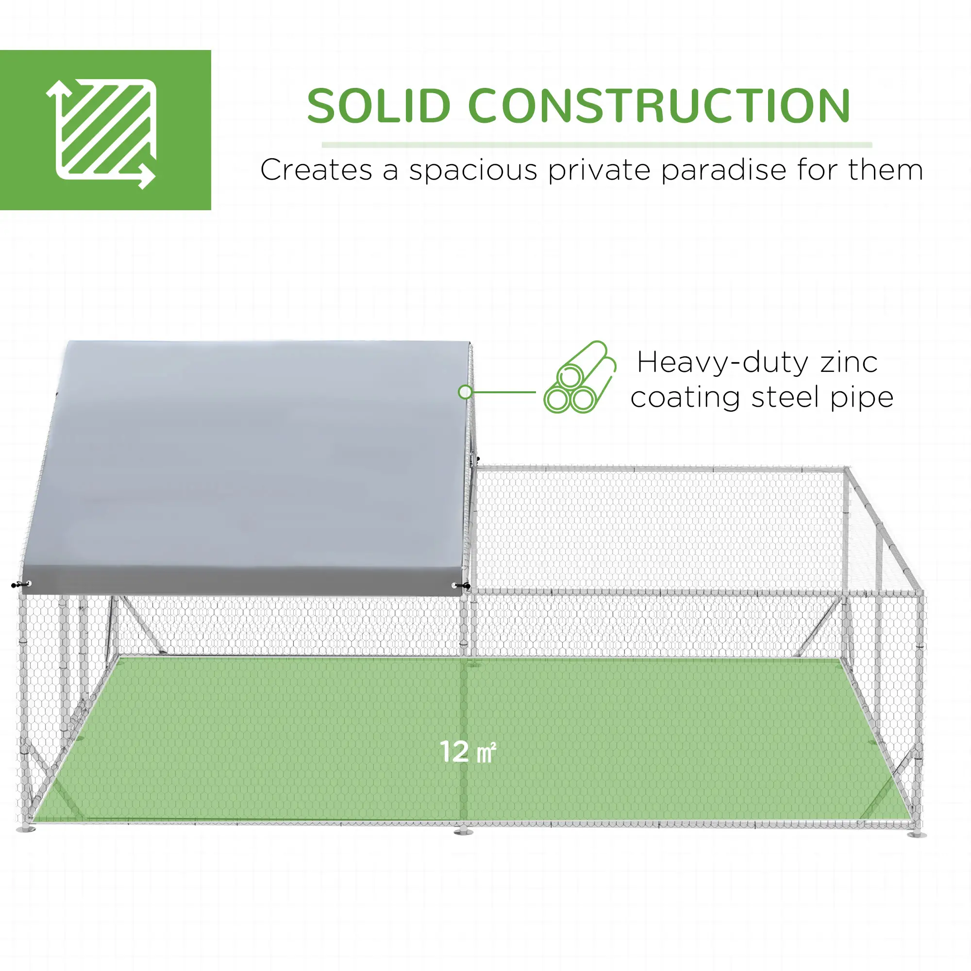 Large Metal Chicken Coop, Walk-in Poultry Cage, 13.1' x 9.8' x 6.4' - Image 4