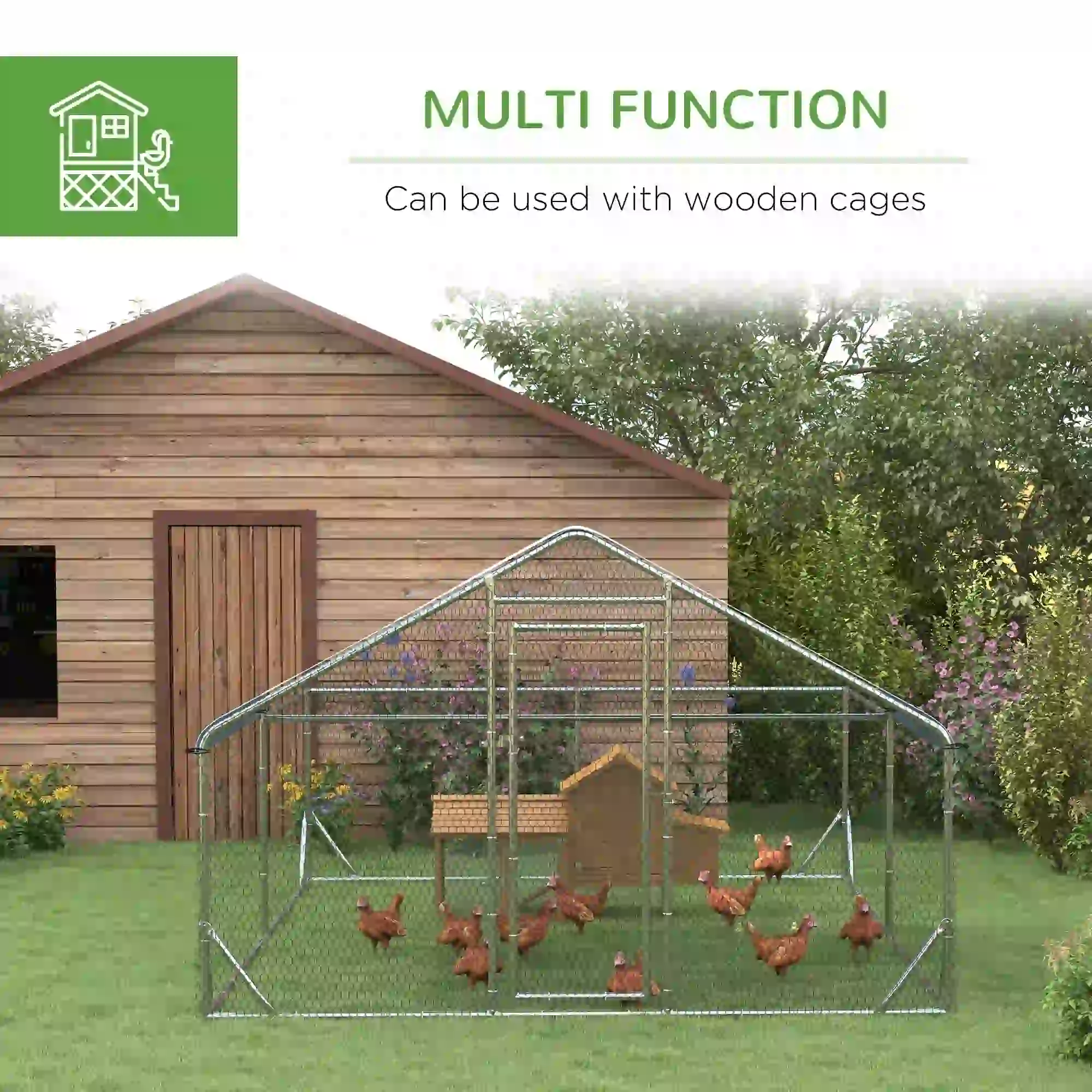Large Metal Chicken Coop, Walk-in Poultry Cage, 13.1' x 9.8' x 6.4' - Image 6