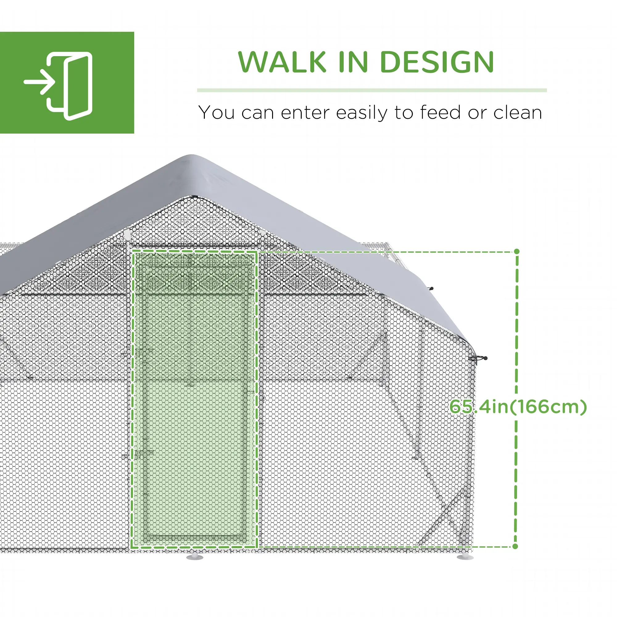 Large Metal Chicken Coop, Walk-in Poultry Cage, 13.1' x 9.8' x 6.4' - Image 7