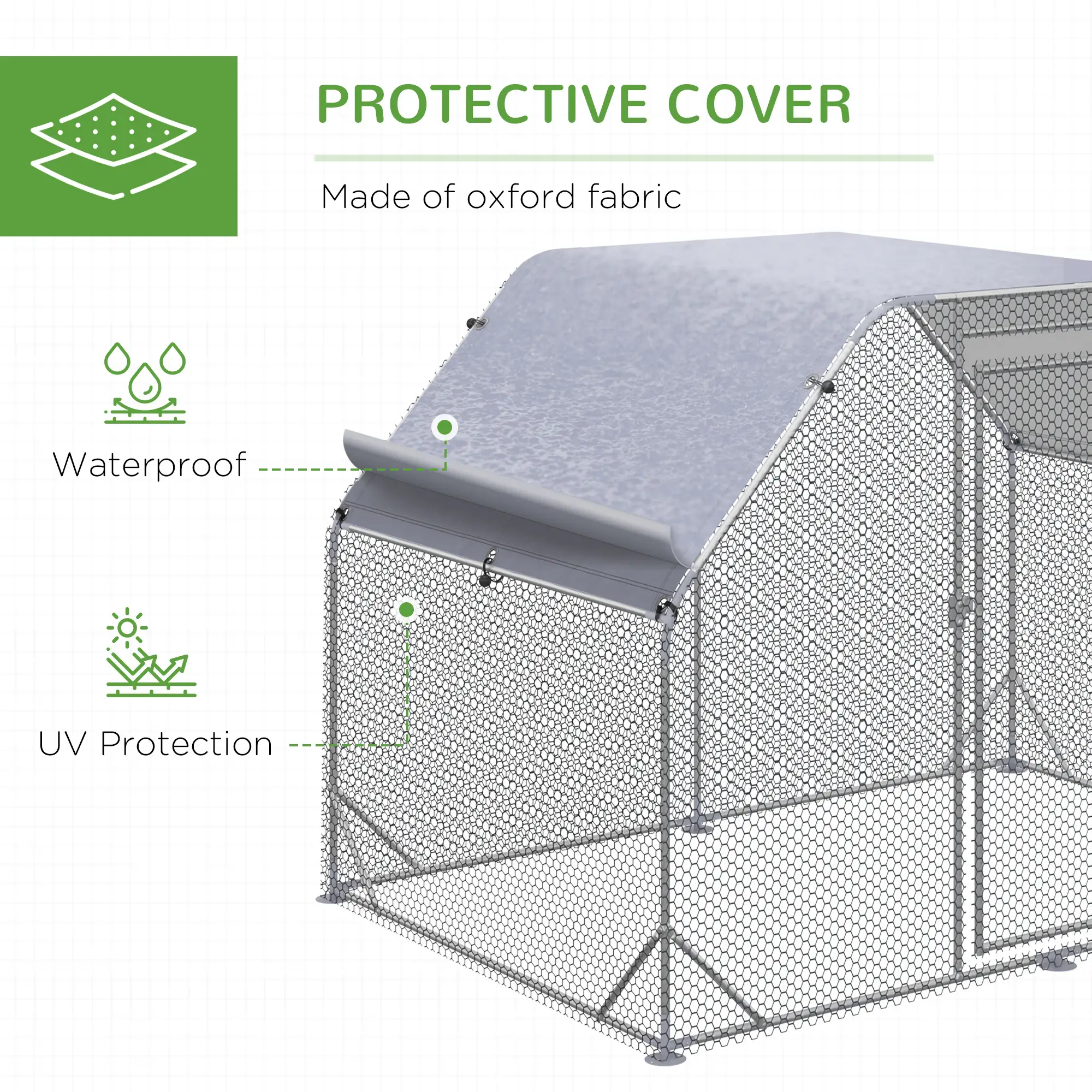 Large Metal Chicken Coop, Walk-In Poultry Enclosure, 9.2' x 6.2' x 6.5', Silver - Image 7
