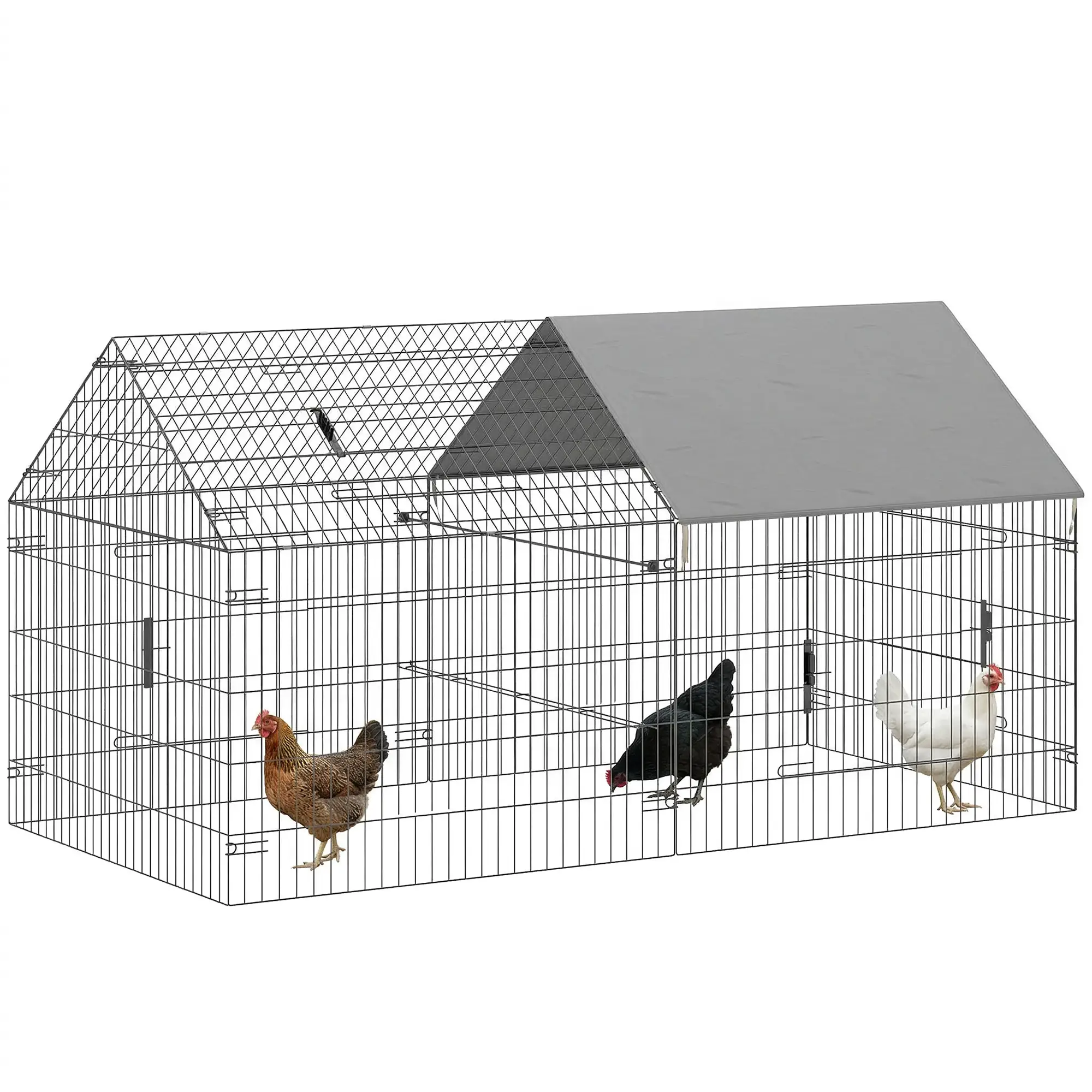 Large Metal Chicken Coop, Water-Resistant Anti-UV Cover, 4 Doors - Image 11