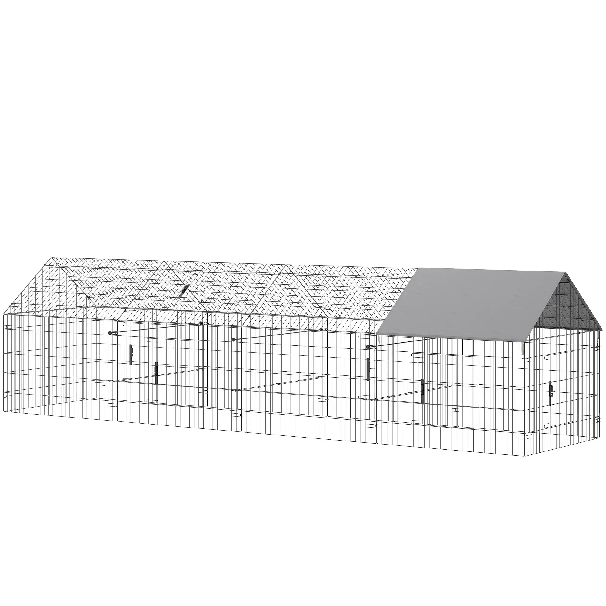 Large Metal Chicken Coop, Water-Resistant Anti-UV Cover, 6 Doors