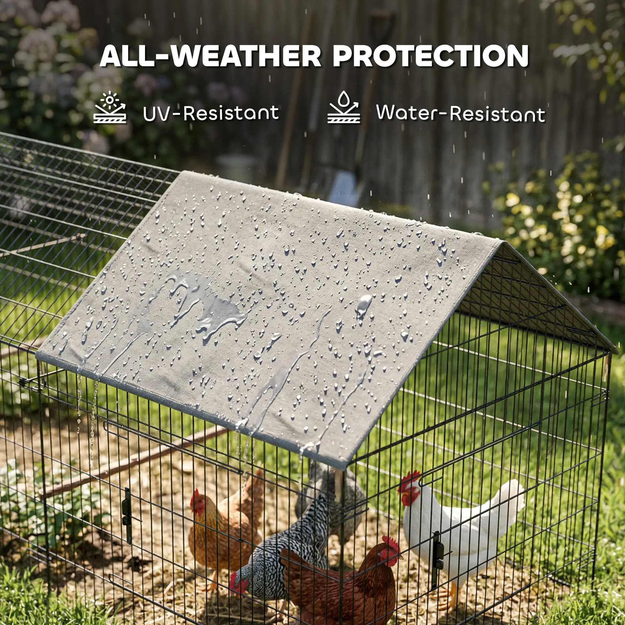 Large Metal Chicken Coop, Water-Resistant Anti-UV Cover, 6 Doors - Image 7