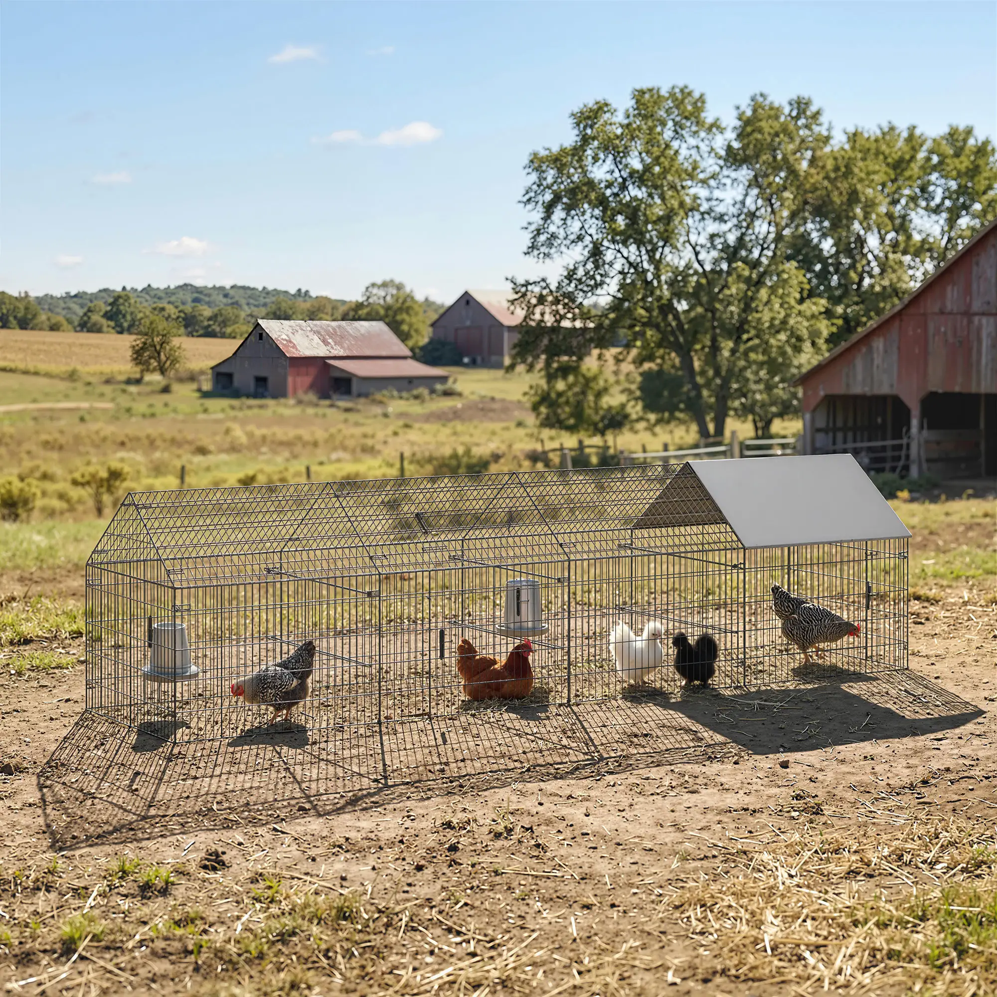 Large Metal Chicken Coop, Water-Resistant Anti-UV Cover, 6 Doors - Image 8