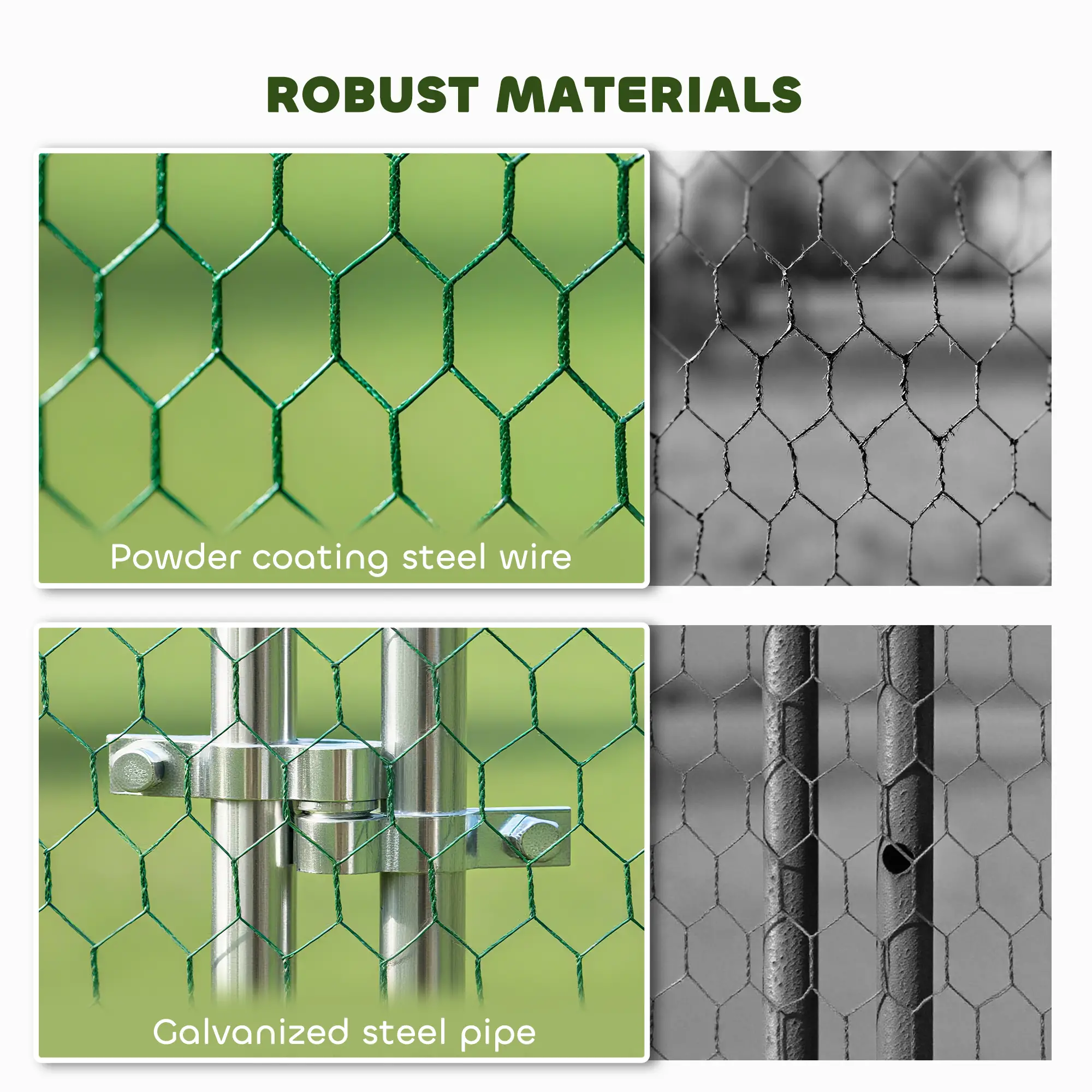 Large Metal Chicken Run With Waterproof Cover, Feeding Door, Perch - Image 7