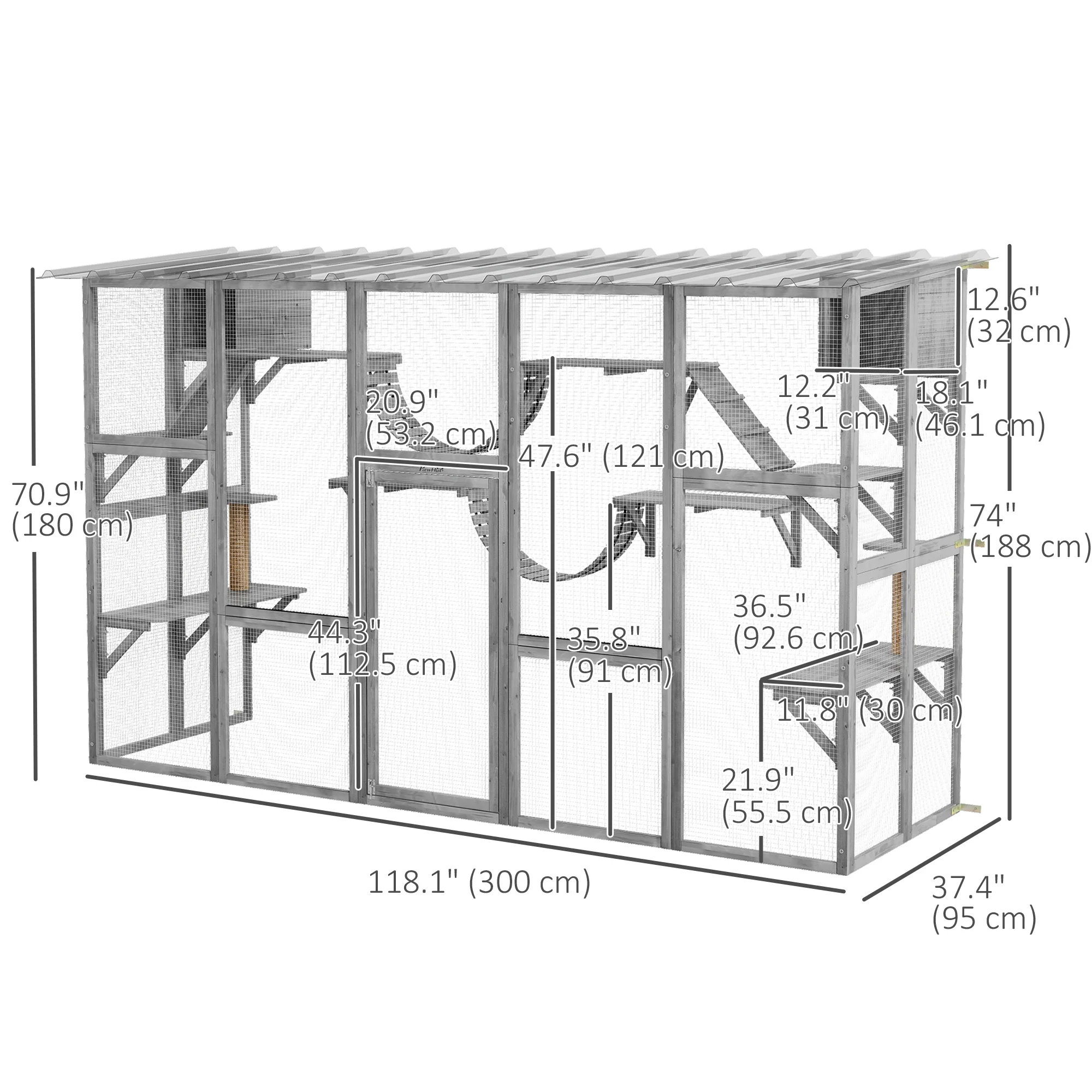 Large Outdoor Catio, Condos, Platforms, Doors, Ladders, Weather-Resistant Roof, Grey - Image 3