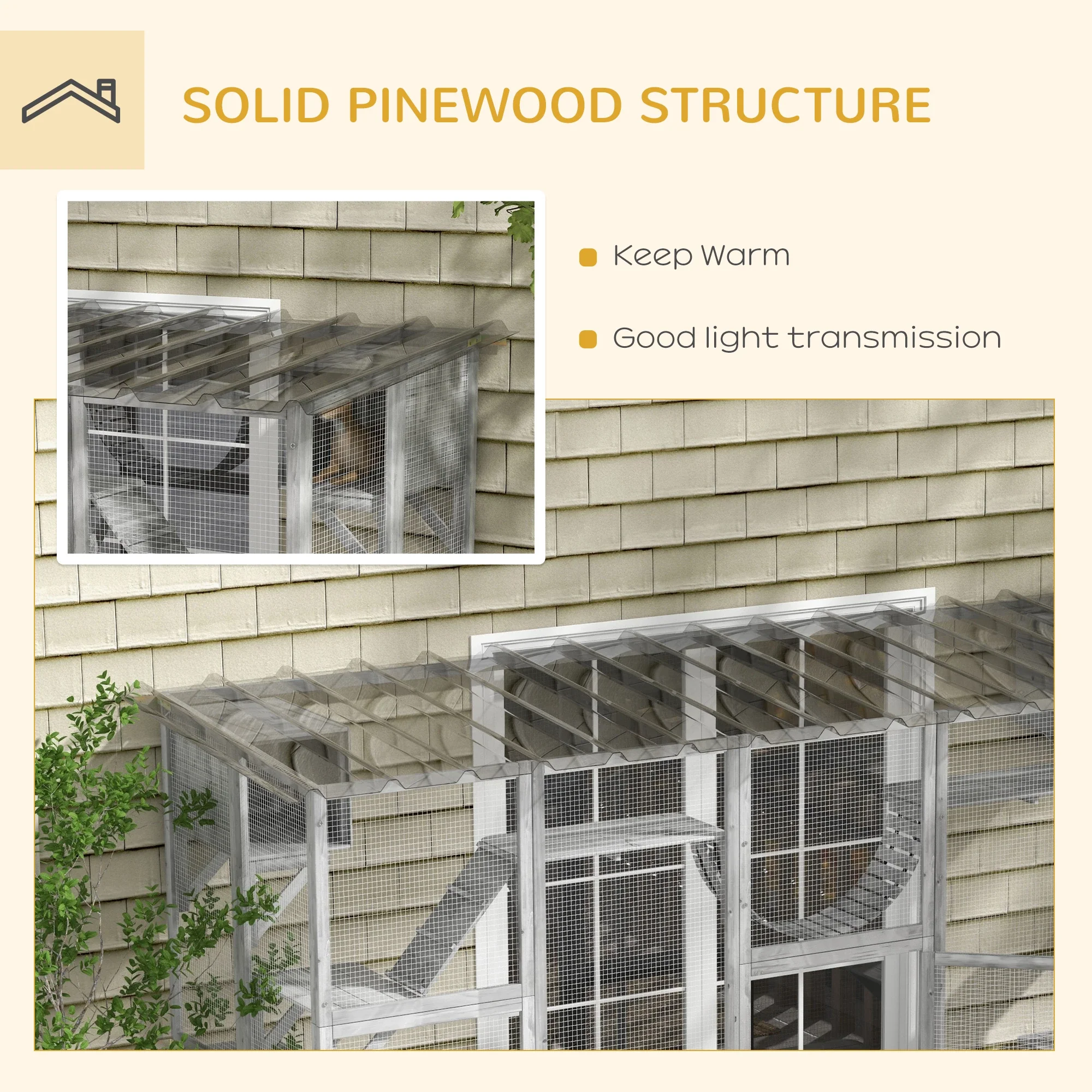 Large Outdoor Catio, Condos, Platforms, Doors, Ladders, Weather-Resistant Roof, Grey - Image 6