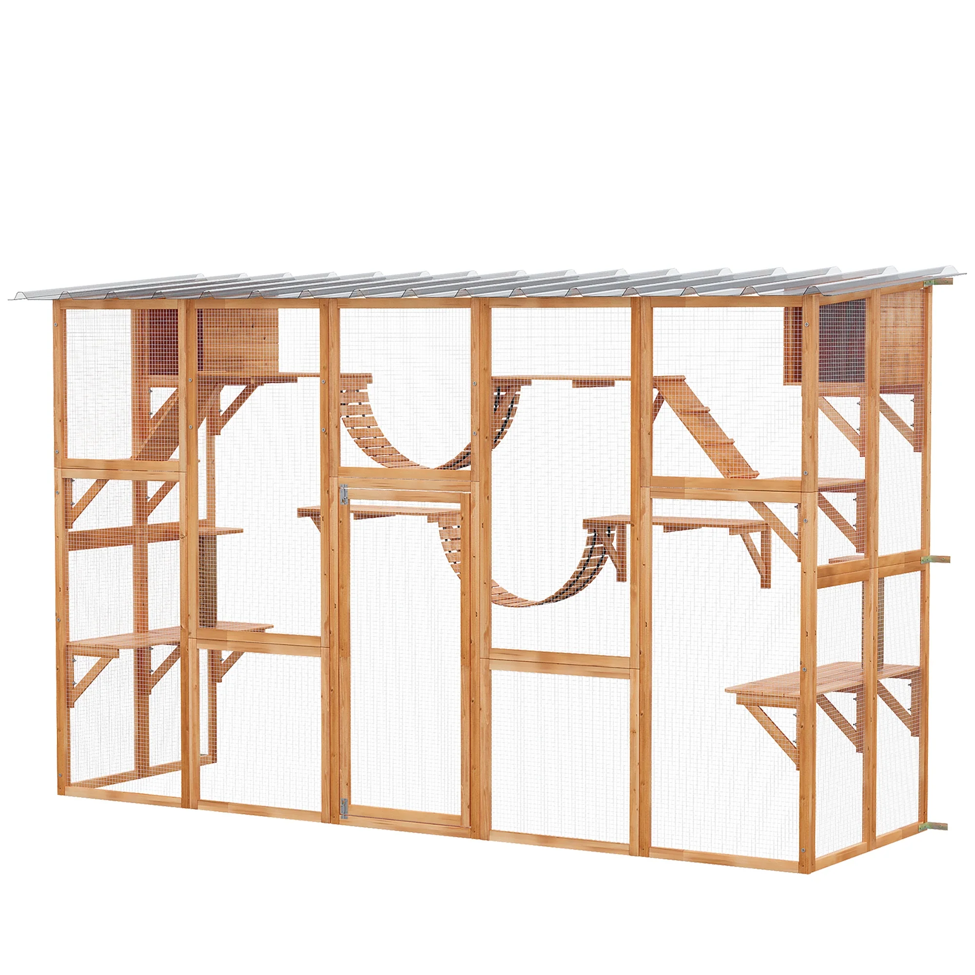 Large Outdoor Catio, Condos, Platforms, Doors, Ladders, Weather-Resistant Roof, Orange