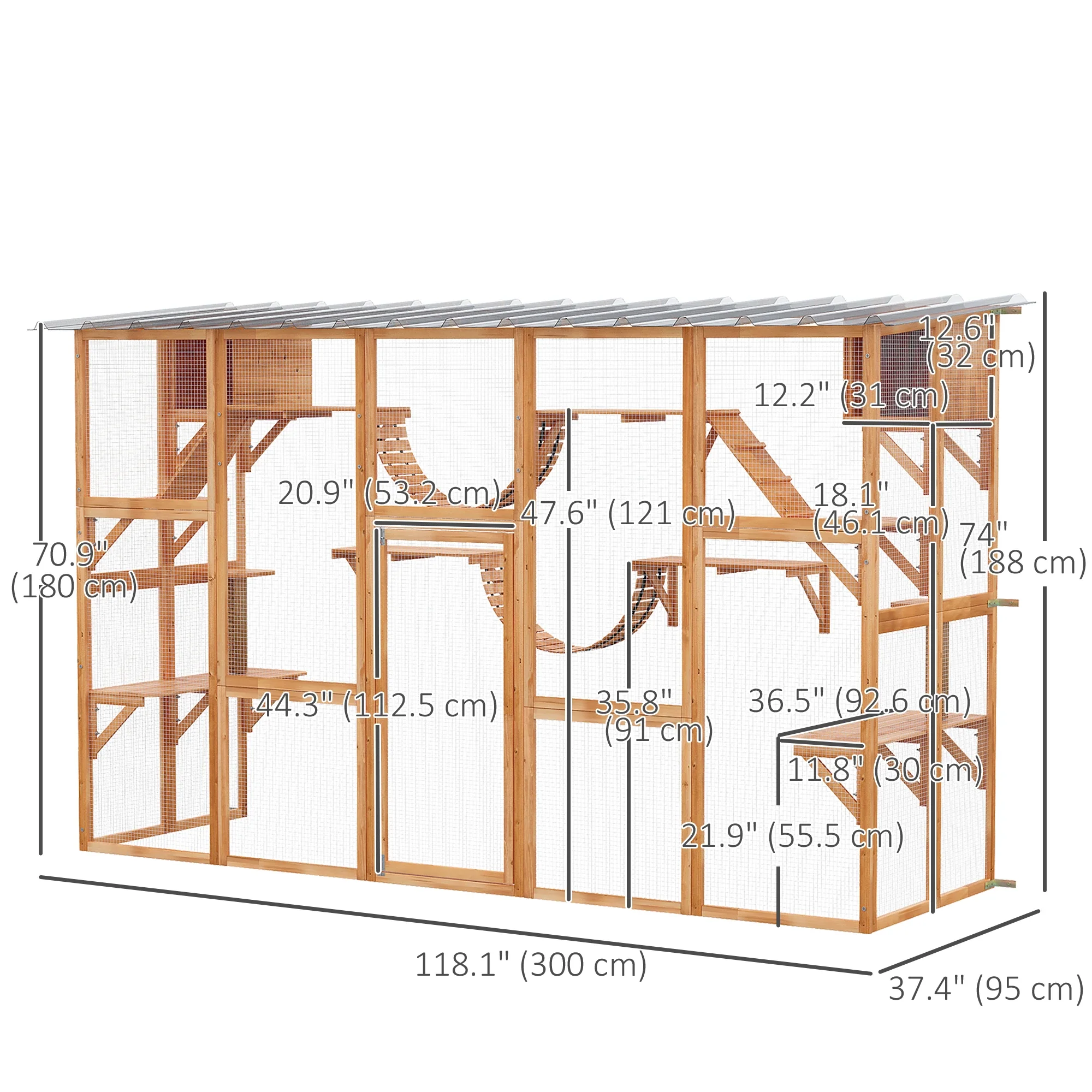 Large Outdoor Catio, Condos, Platforms, Doors, Ladders, Weather-Resistant Roof, Orange - Image 3