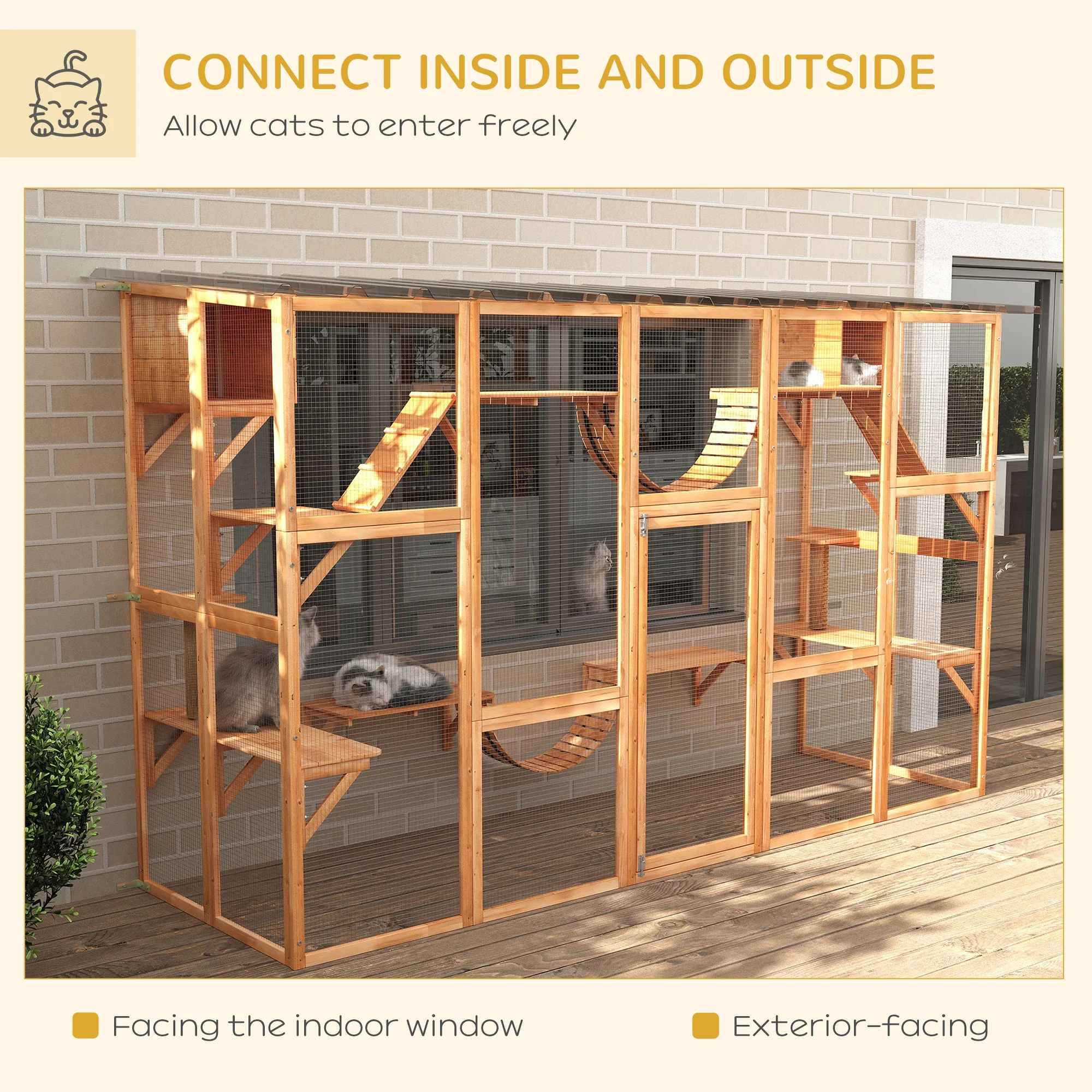 Large Outdoor Catio, Condos, Platforms, Doors, Ladders, Weather-Resistant Roof, Orange - Image 4