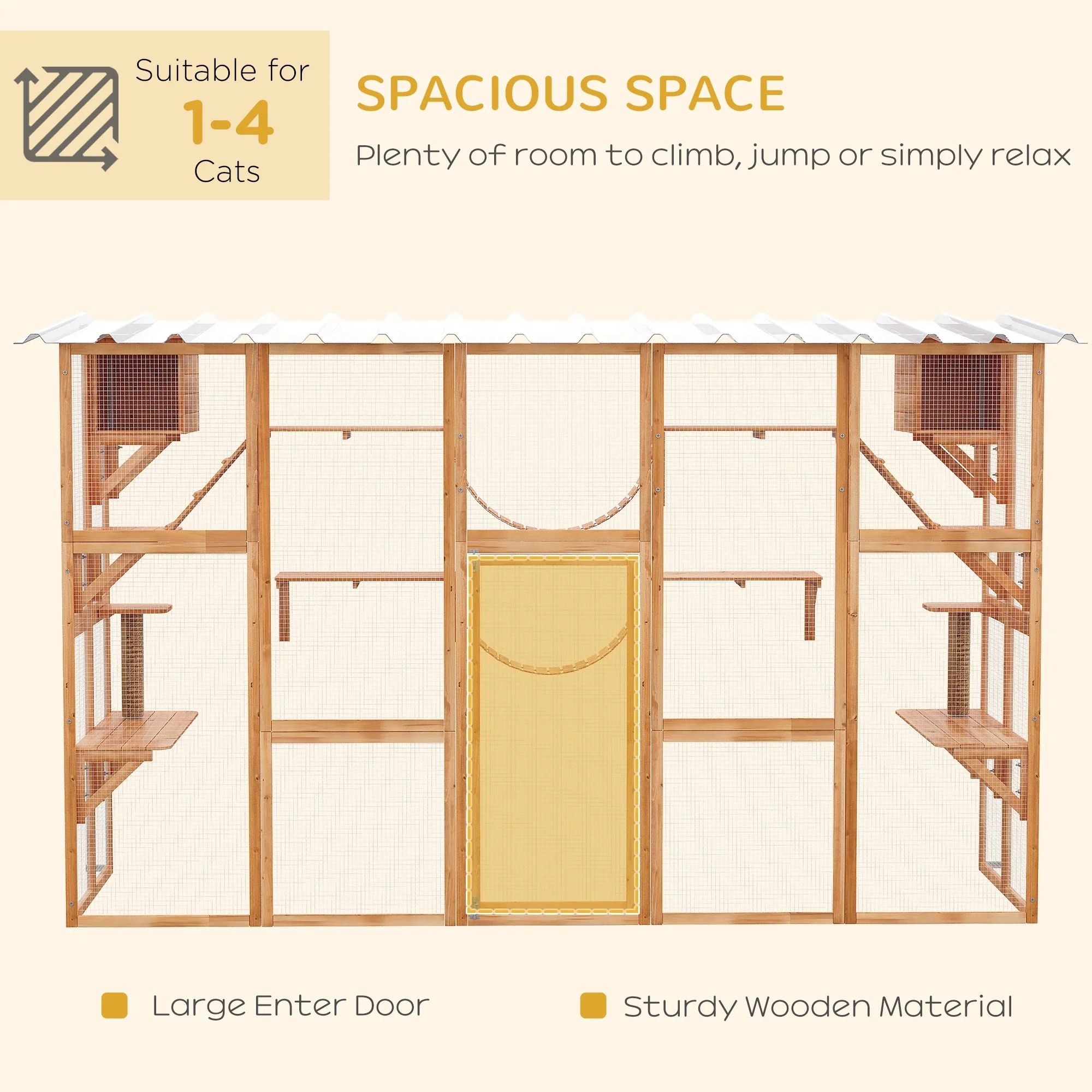 Large Outdoor Catio, Condos, Platforms, Doors, Ladders, Weather-Resistant Roof, Orange - Image 7