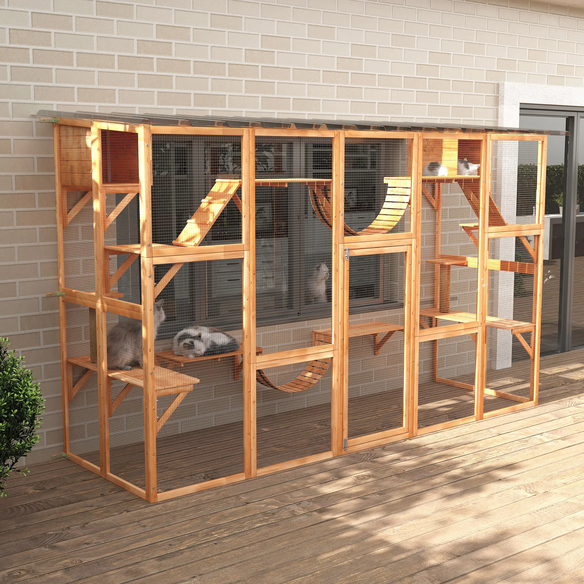 Large Outdoor Catio, Condos, Platforms, Doors, Ladders, Weather-Resistant Roof, Orange - Image 8